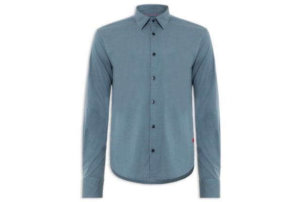 Camisa Social Masculina Slim-Fit Stretch Ermo - Azul