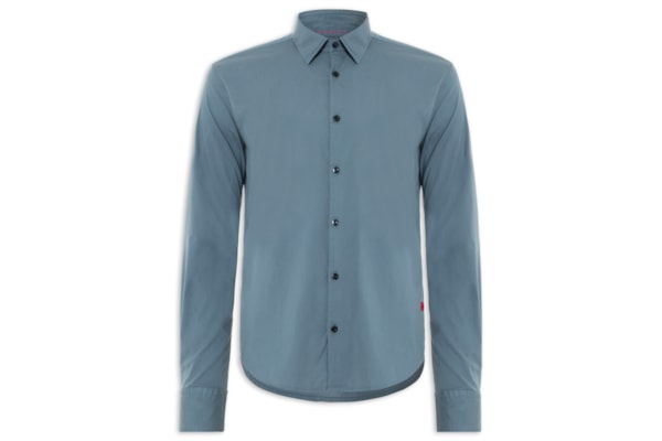 Camisa Social Masculina Slim-Fit Stretch Ermo - Azul
