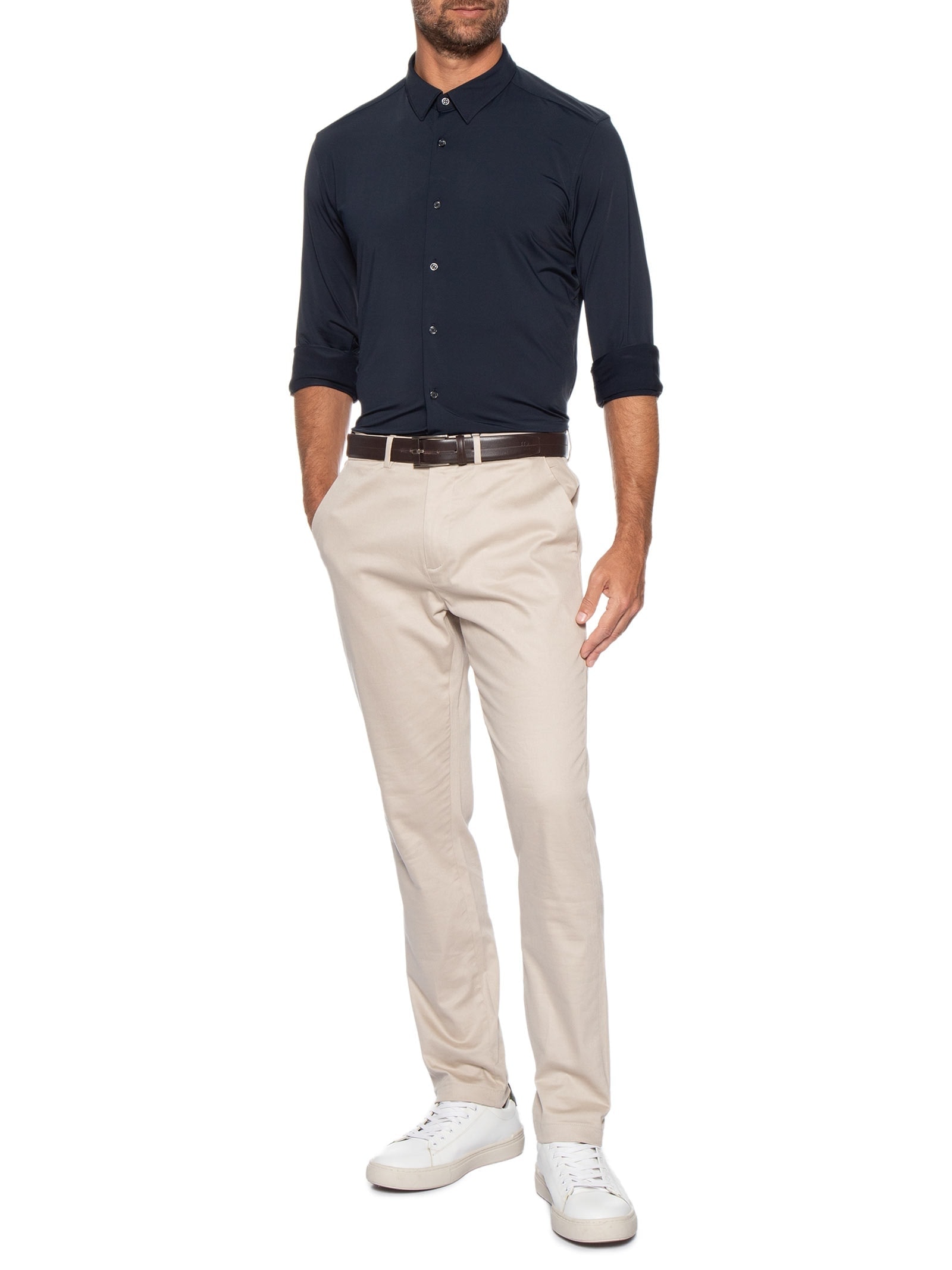 Camisa Social Tech Masculina Azul '2 Essential