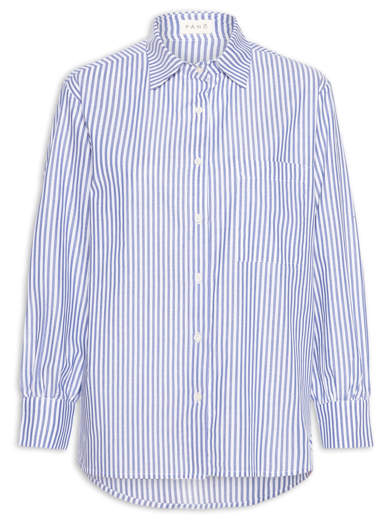 Camisa Tricoline Listras Feminina Azul Panô