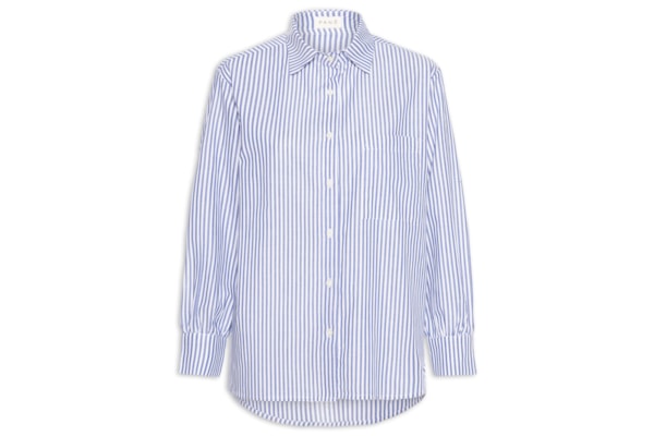 Camisa Tricoline Listras Feminina – Azul