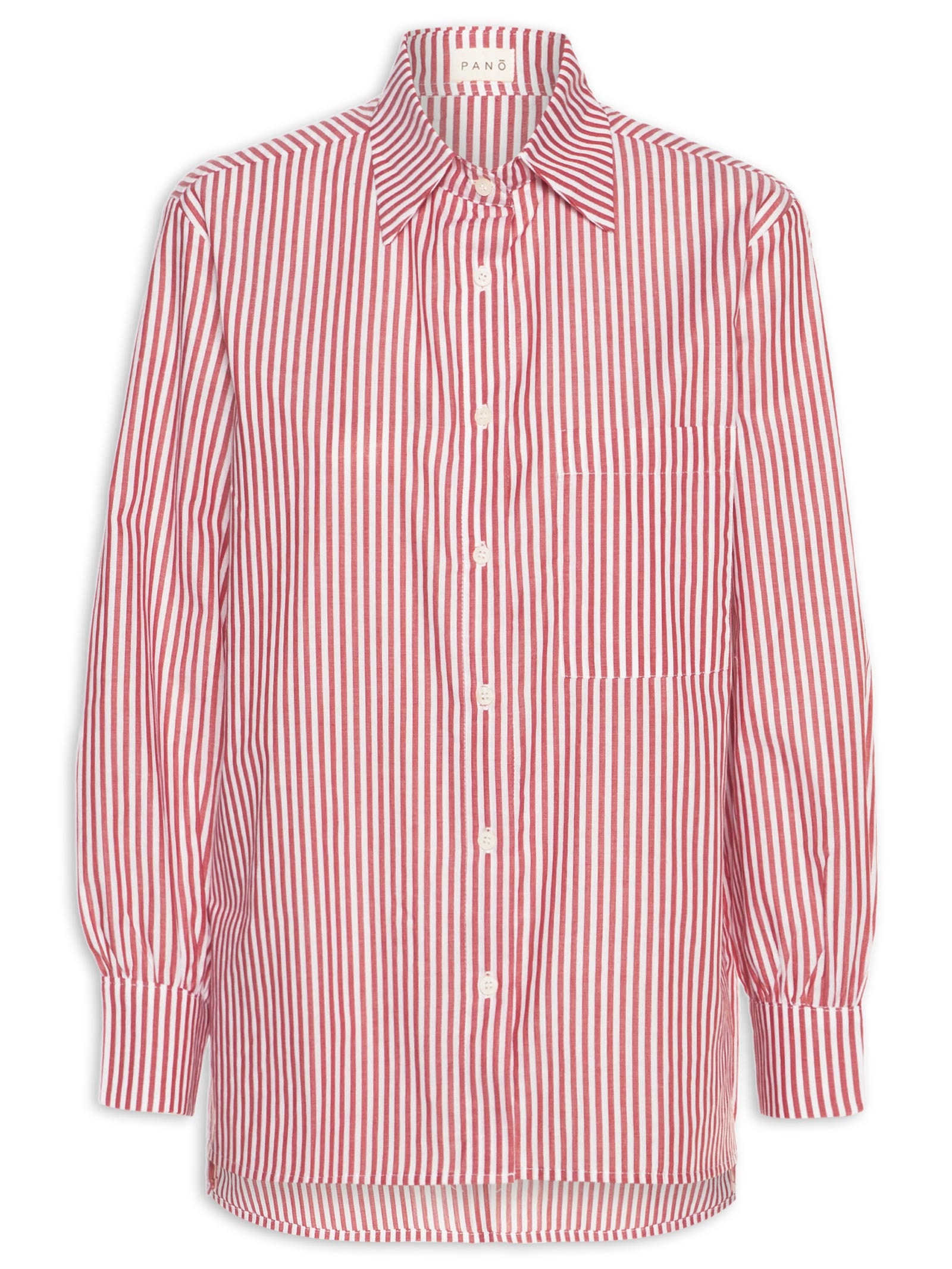 Camisa Tricoline Listras Feminina – Vermelho Panô