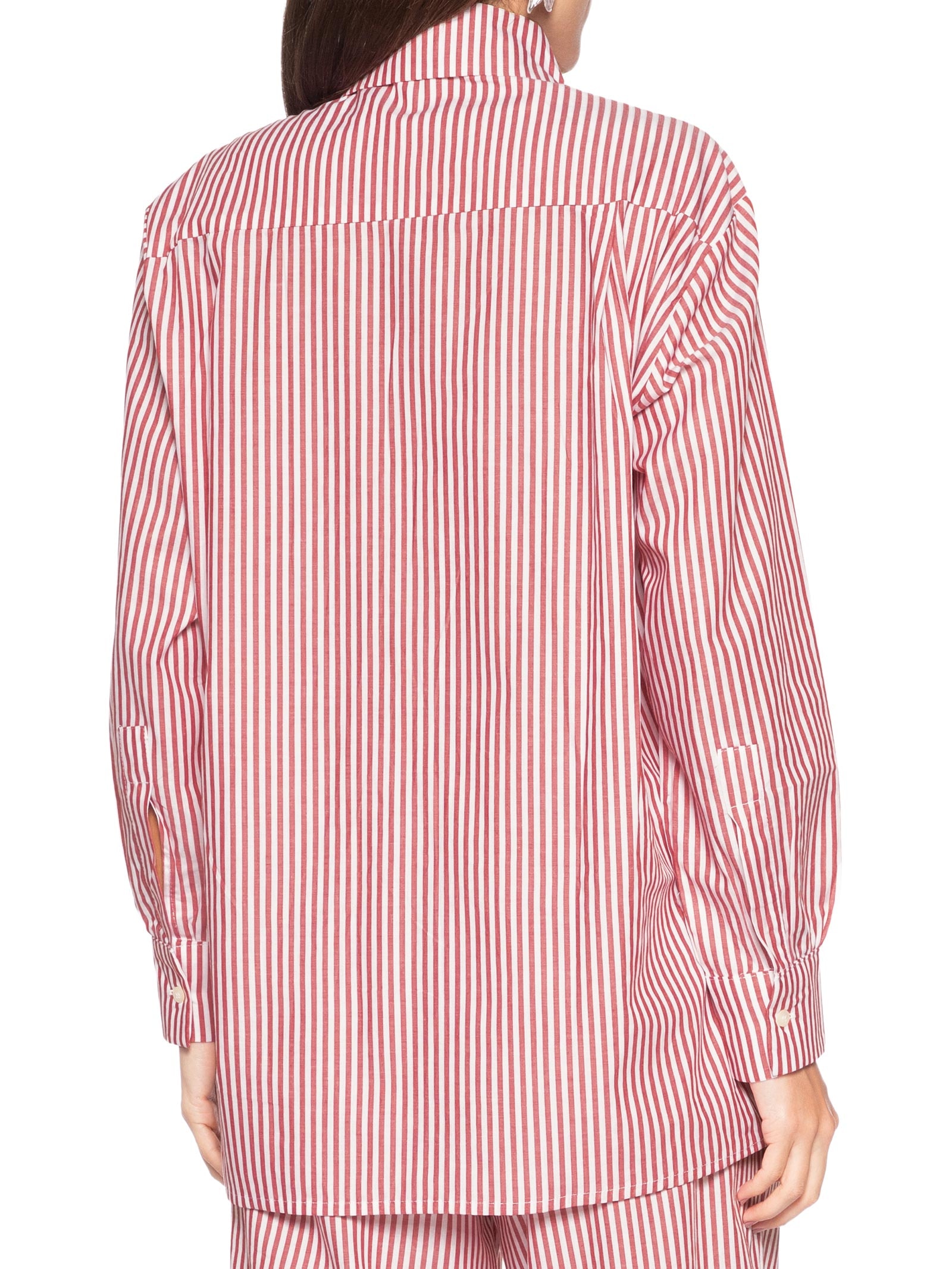 Camisa Tricoline Listras Feminina – Vermelho Panô