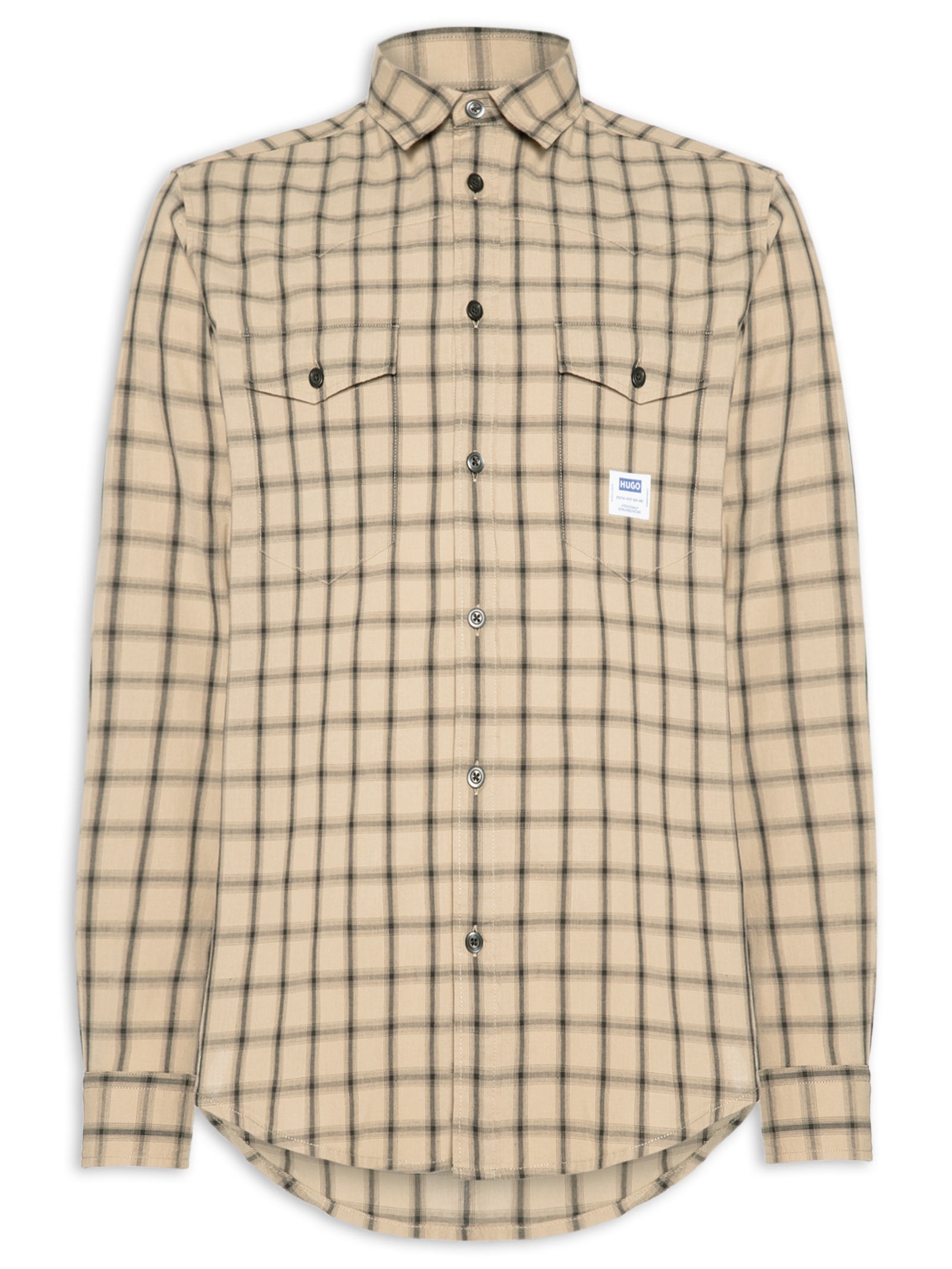 Camisa Xadrez Masculina Ebaltow Bege Hugo