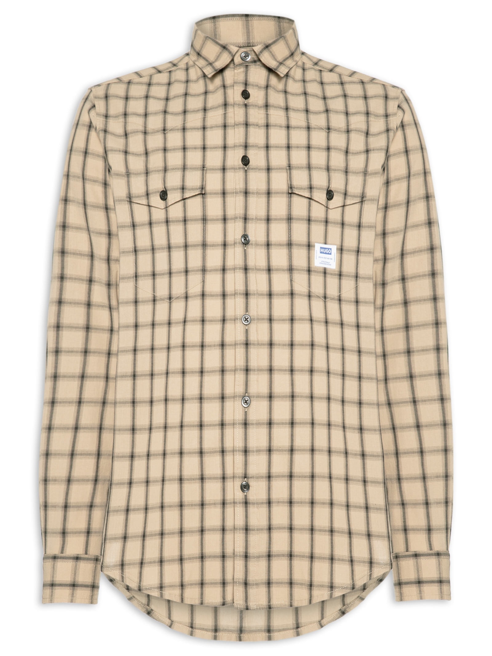 Camisa Xadrez Masculina Ebaltow Bege Hugo