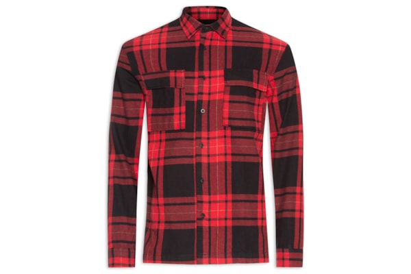 Camisa Xadrez Masculina Manga Longa Classic Plaid - Preto