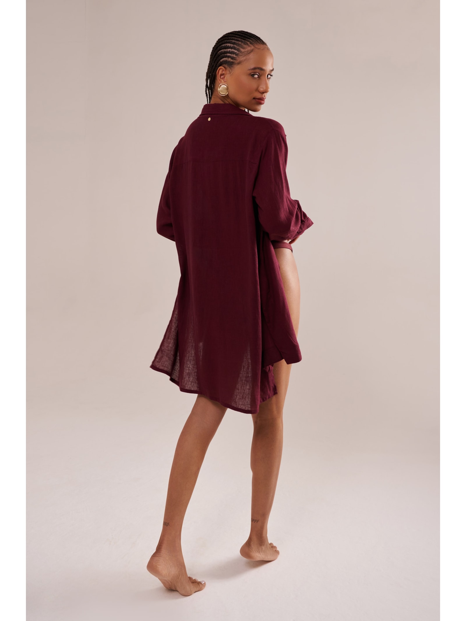 camisão em viscose com linho orla cabernet Suntime