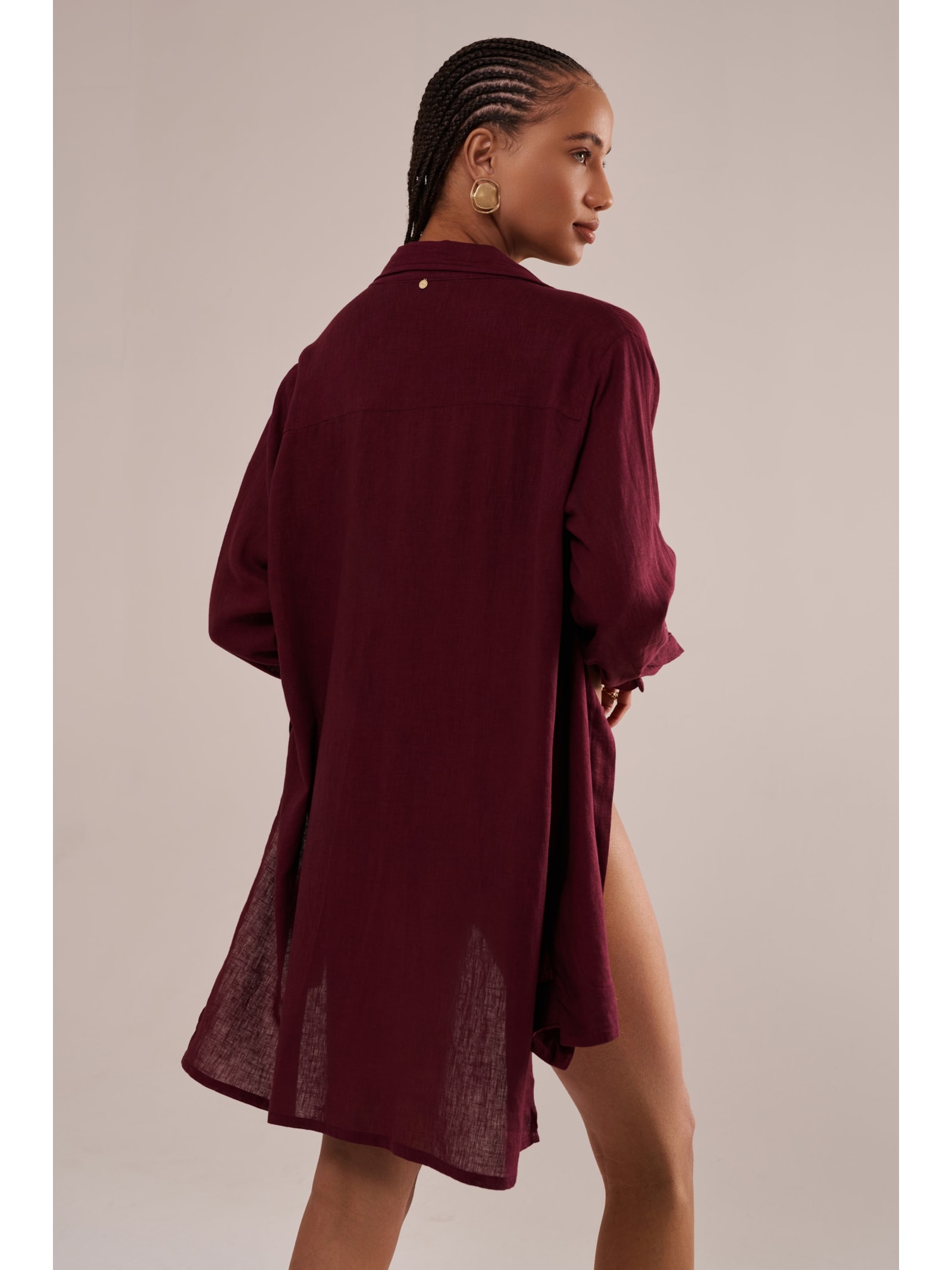 camisão em viscose com linho orla cabernet Suntime