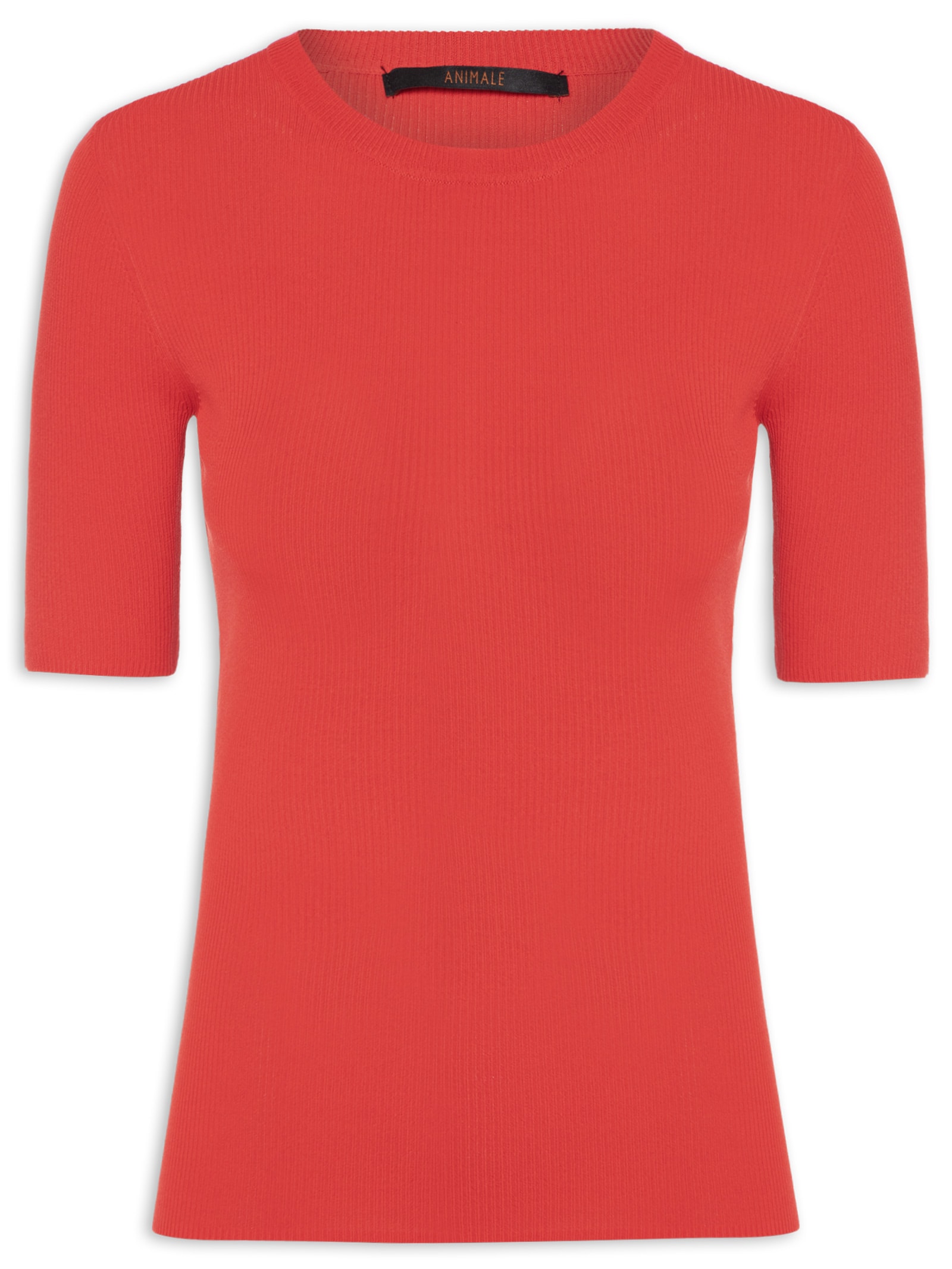 Camiseta Básica Canelada Tricot Color Vermelho Animale