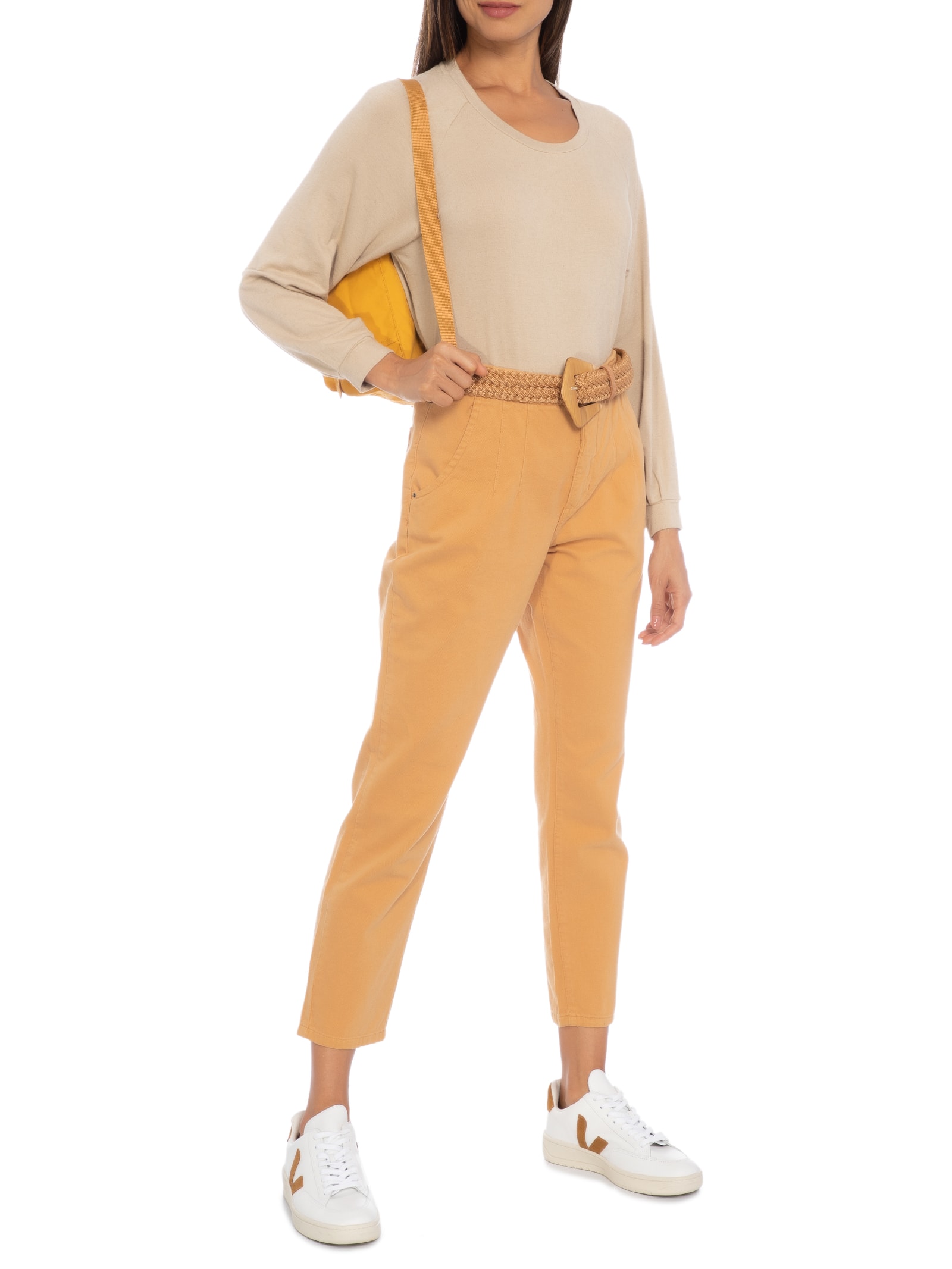 Camiseta Básica Manga Longa Raglan Bege Basiq