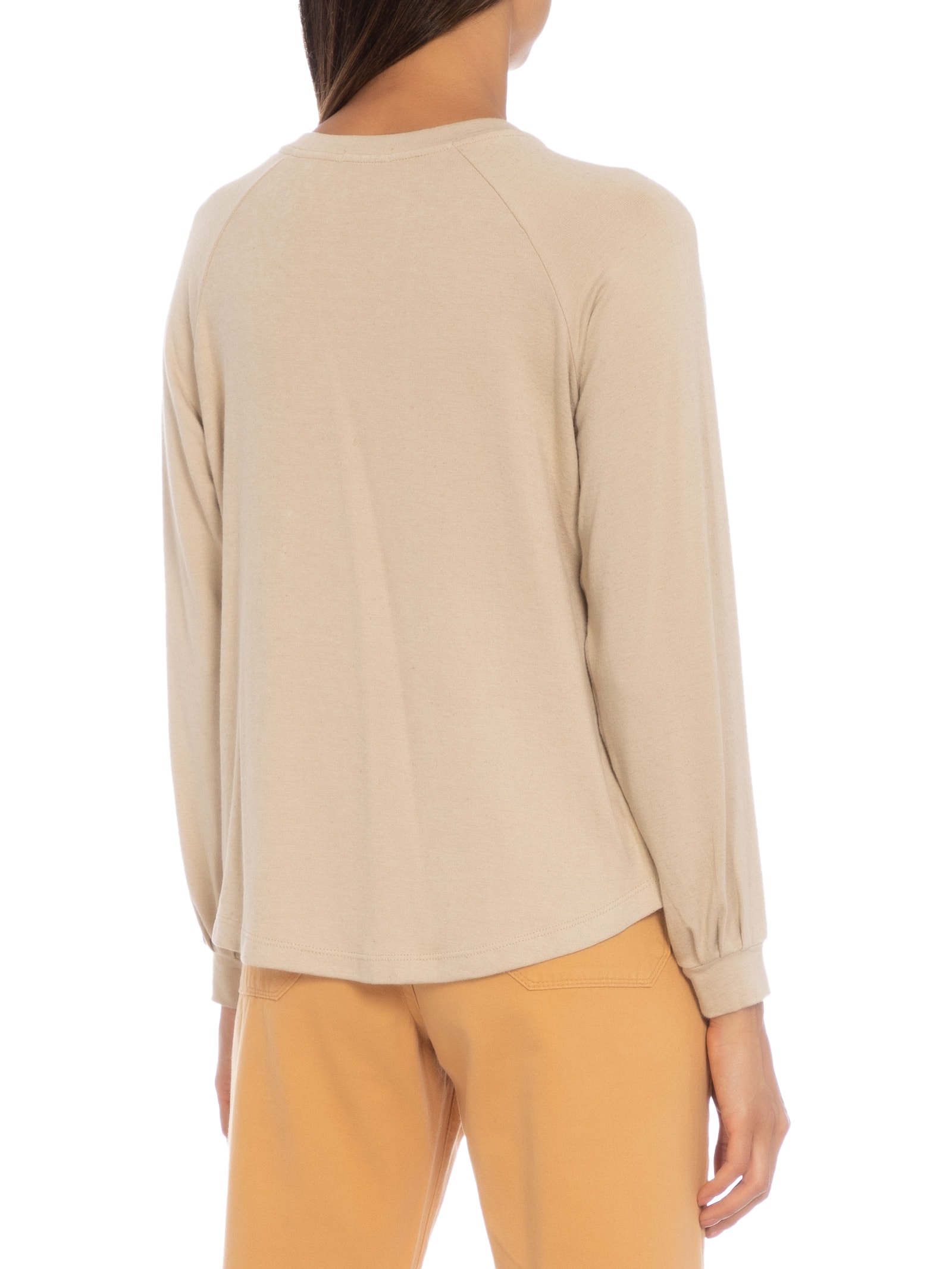 Camiseta Básica Manga Longa Raglan Bege Basiq