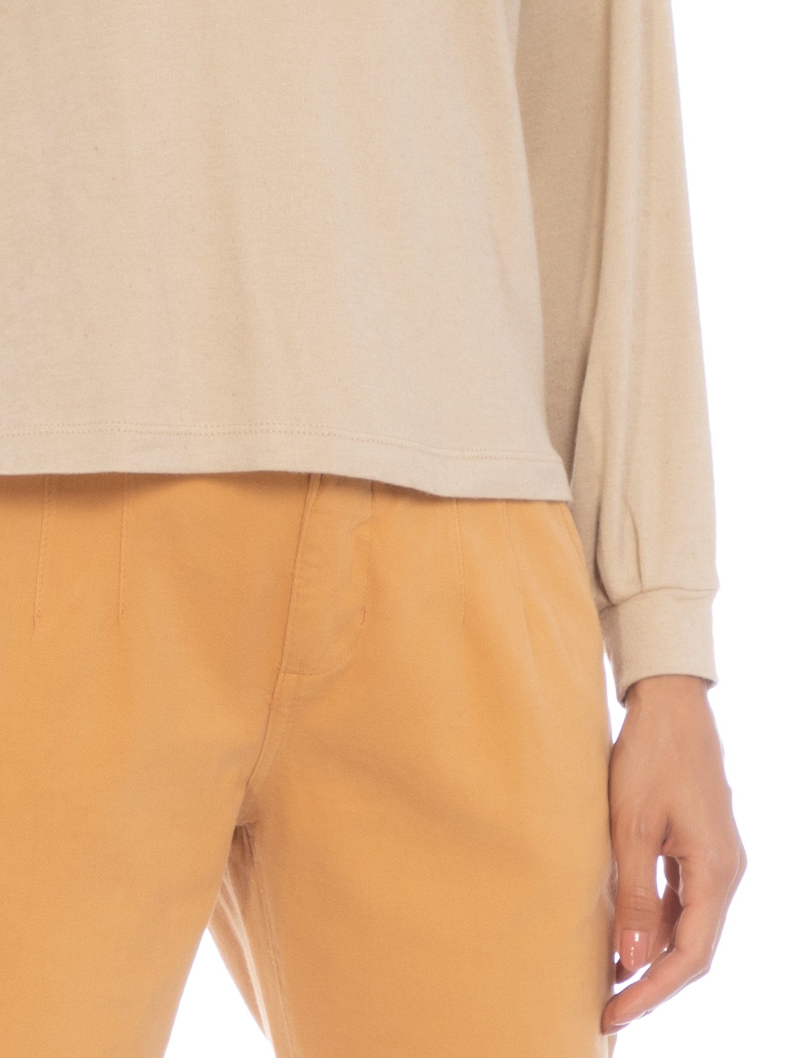 Camiseta Básica Manga Longa Raglan Bege Basiq