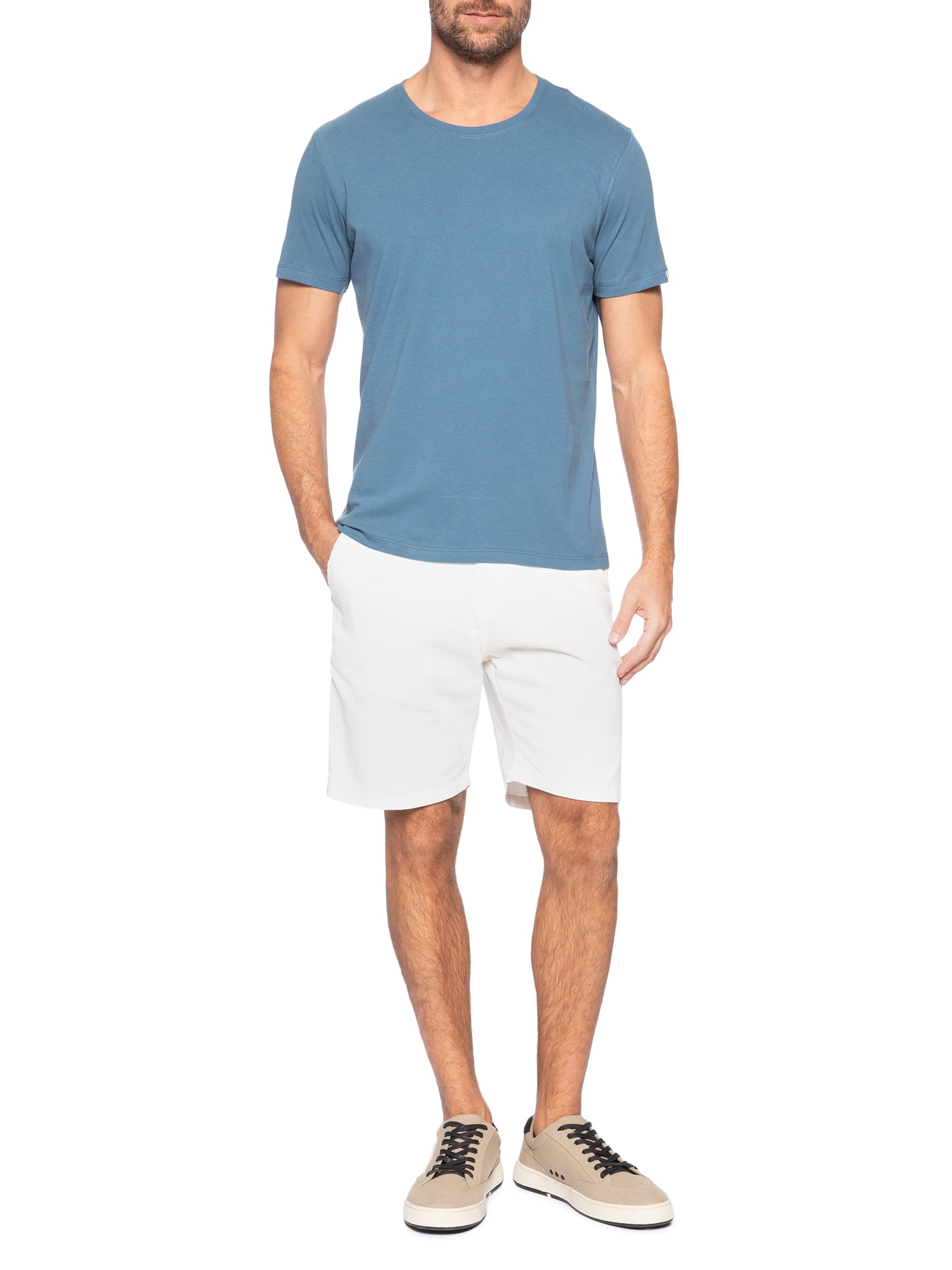 Camiseta Básica Masculina Em Algodão Azul Pineapple