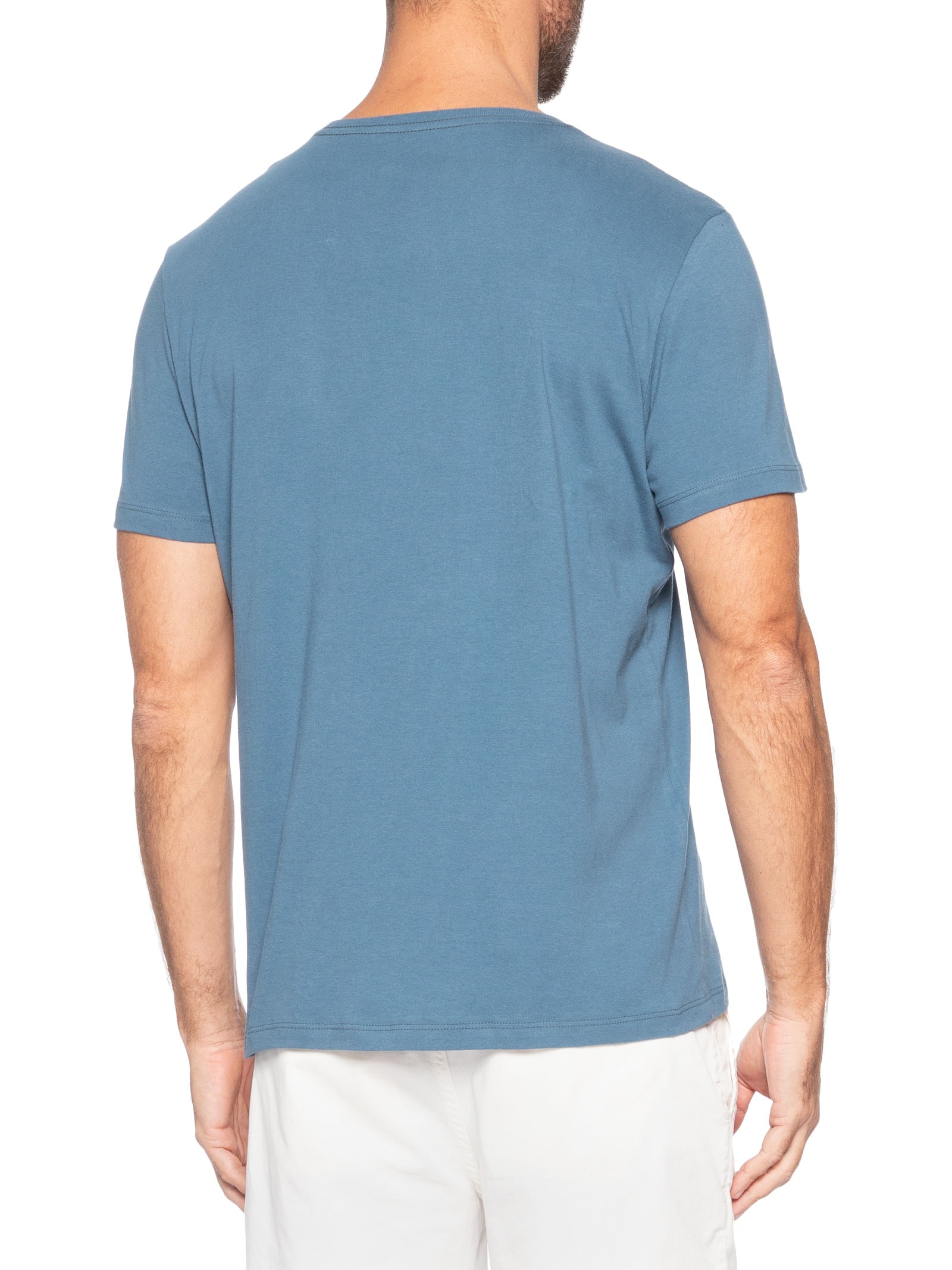 Camiseta Básica Masculina Em Algodão Azul Pineapple