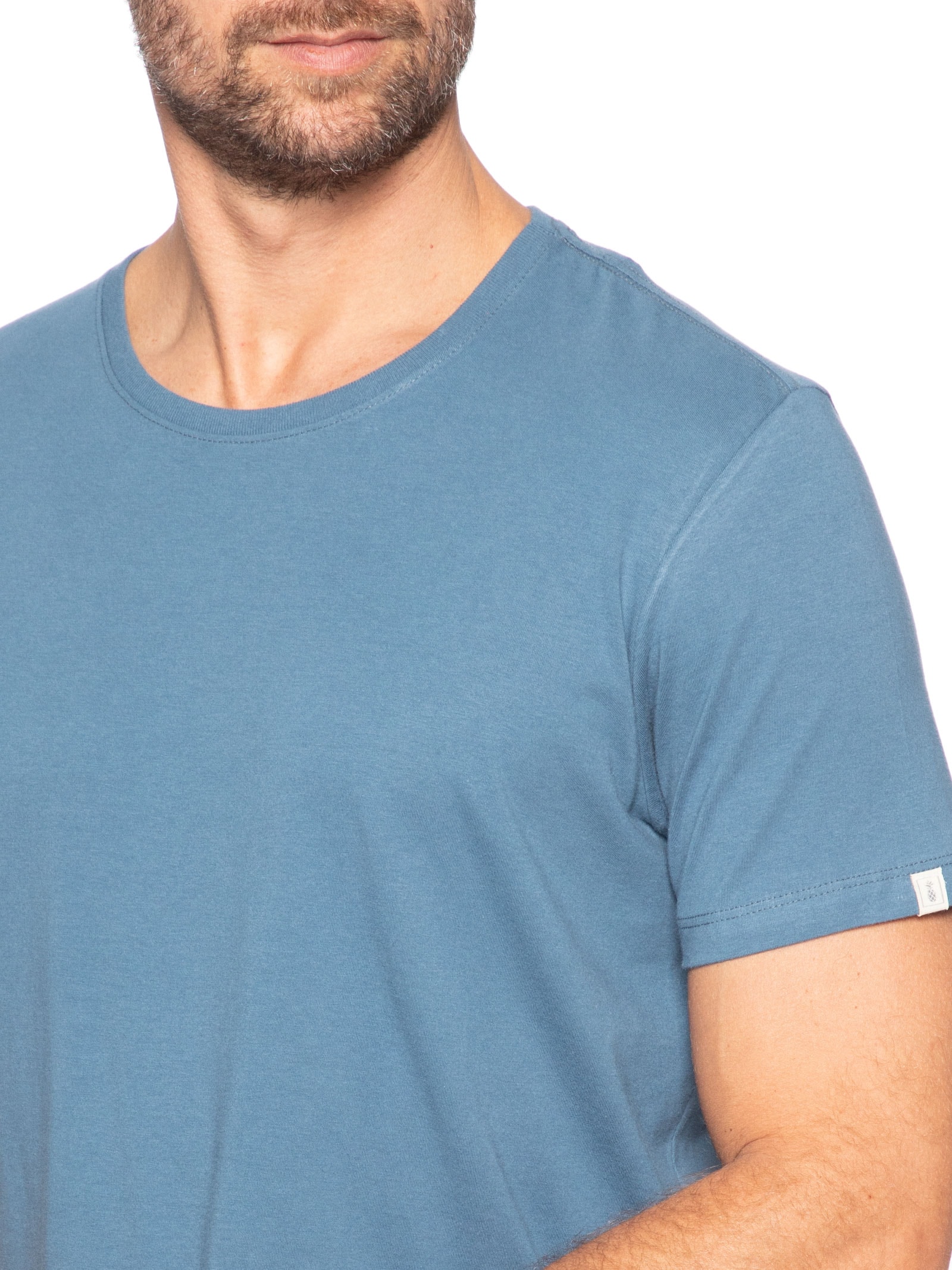 Camiseta Básica Masculina Em Algodão Azul Pineapple
