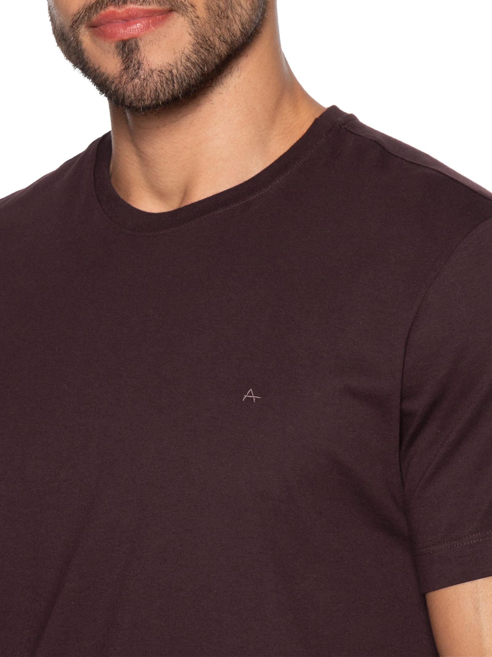 Camiseta Básica Masculina em Algodão Bordô Aramis