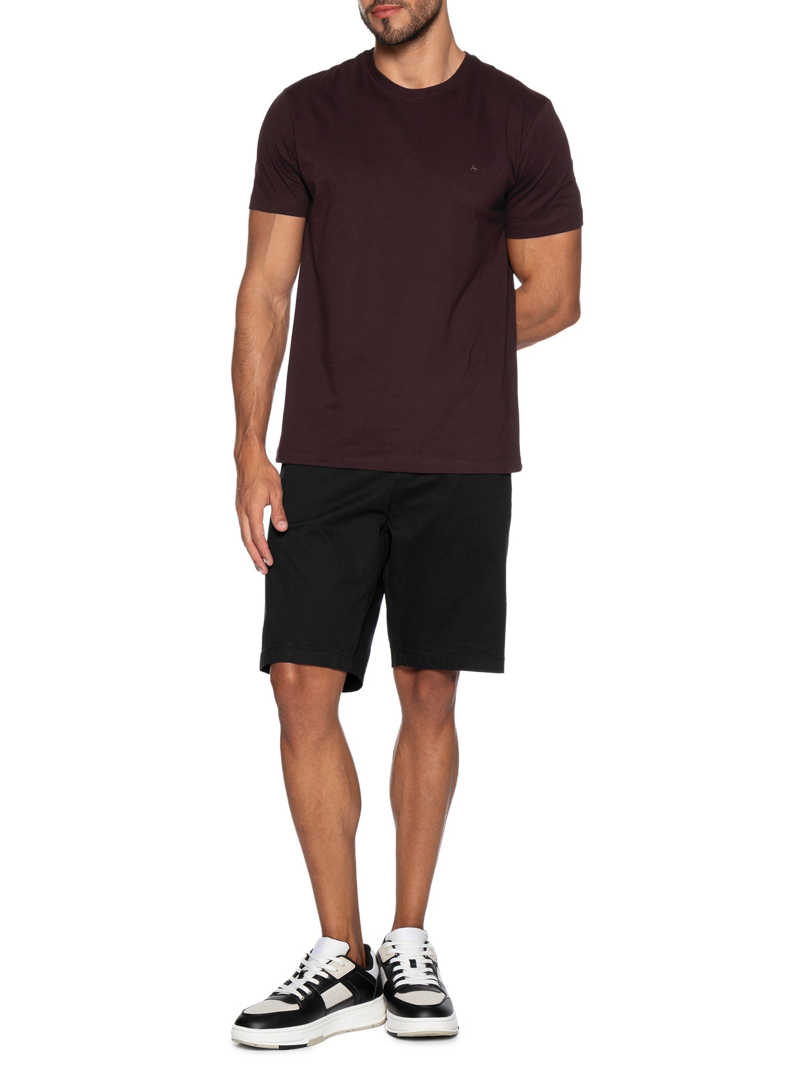 Camiseta Básica Masculina em Algodão Bordô Aramis