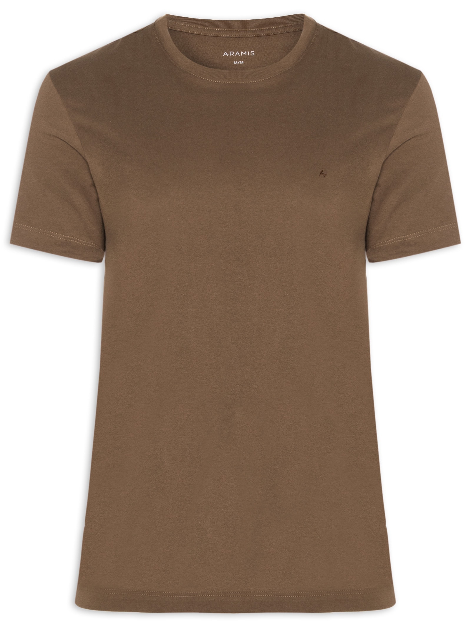 Camiseta Básica Masculina em Algodão Marrom Aramis