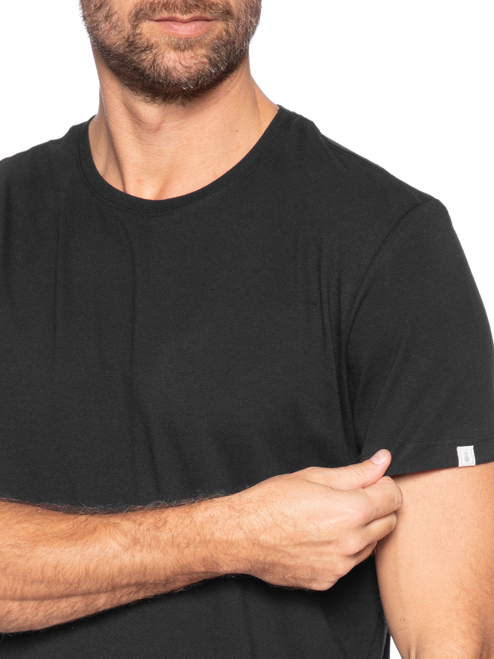 Camiseta Básica Masculina Em Algodão Preto Pineapple