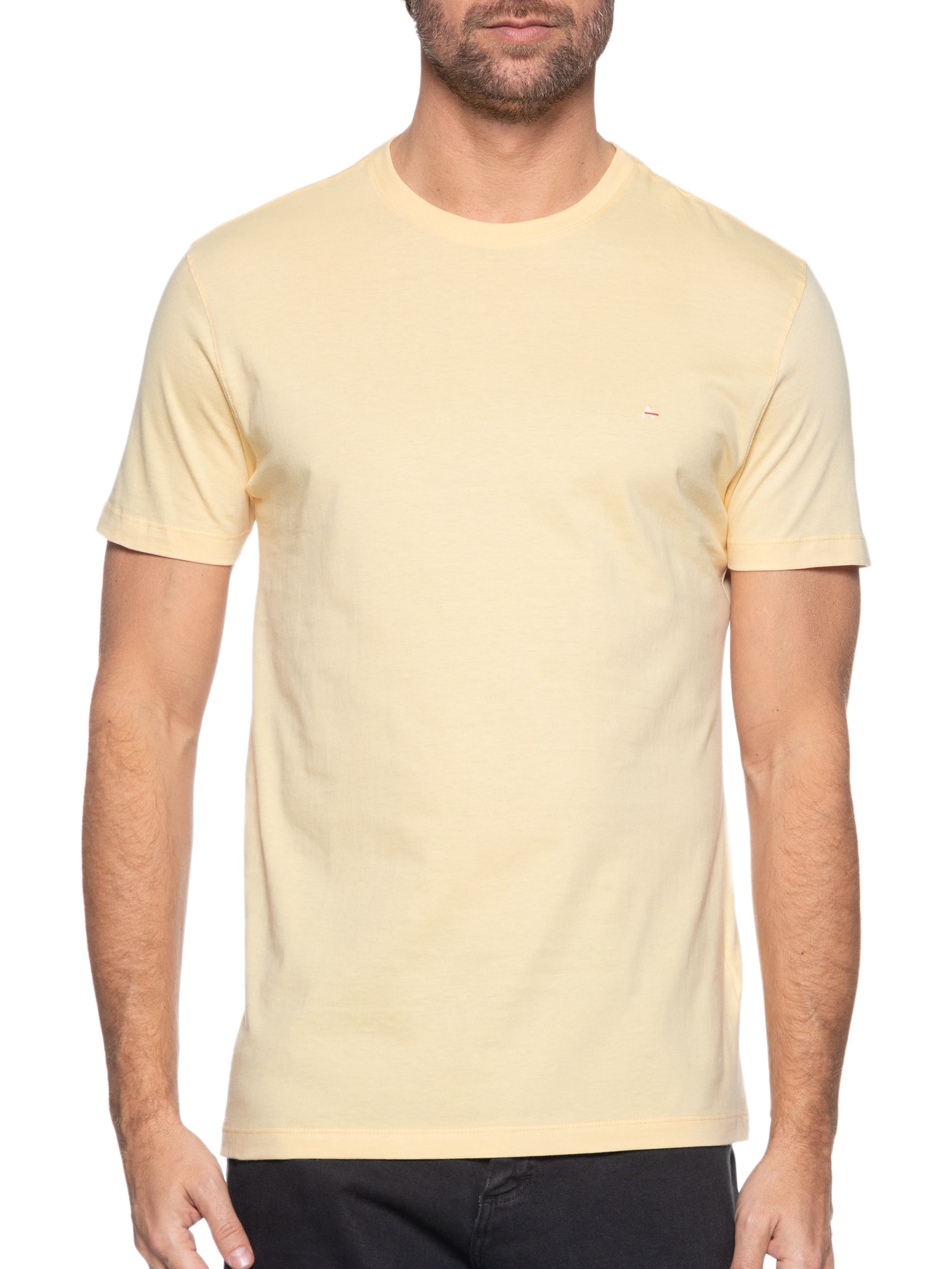 Camiseta Básica Masculina em Algodão – Amarelo Aramis