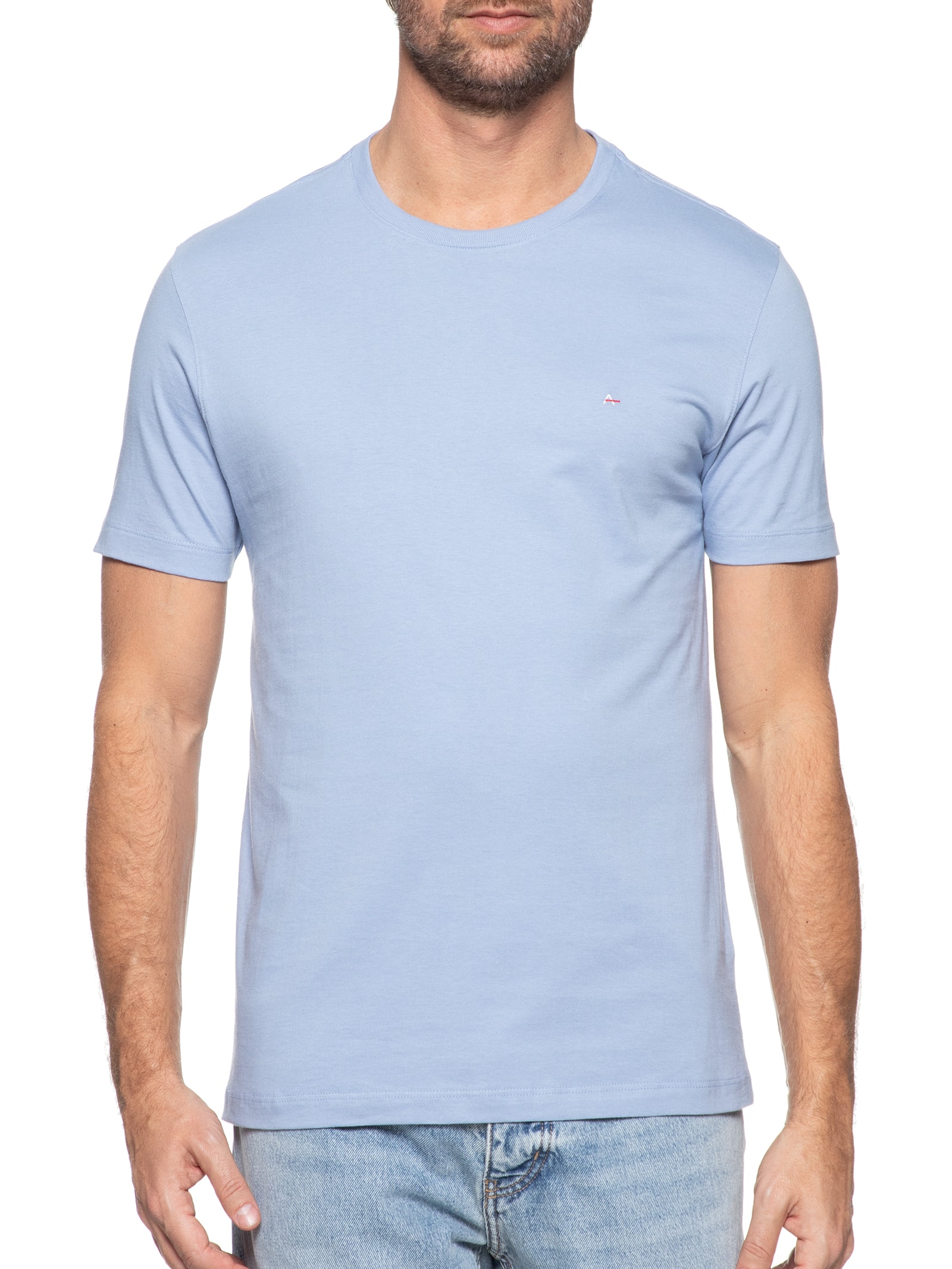 Camiseta Básica Masculina em Algodão – Azul Celeste Aramis