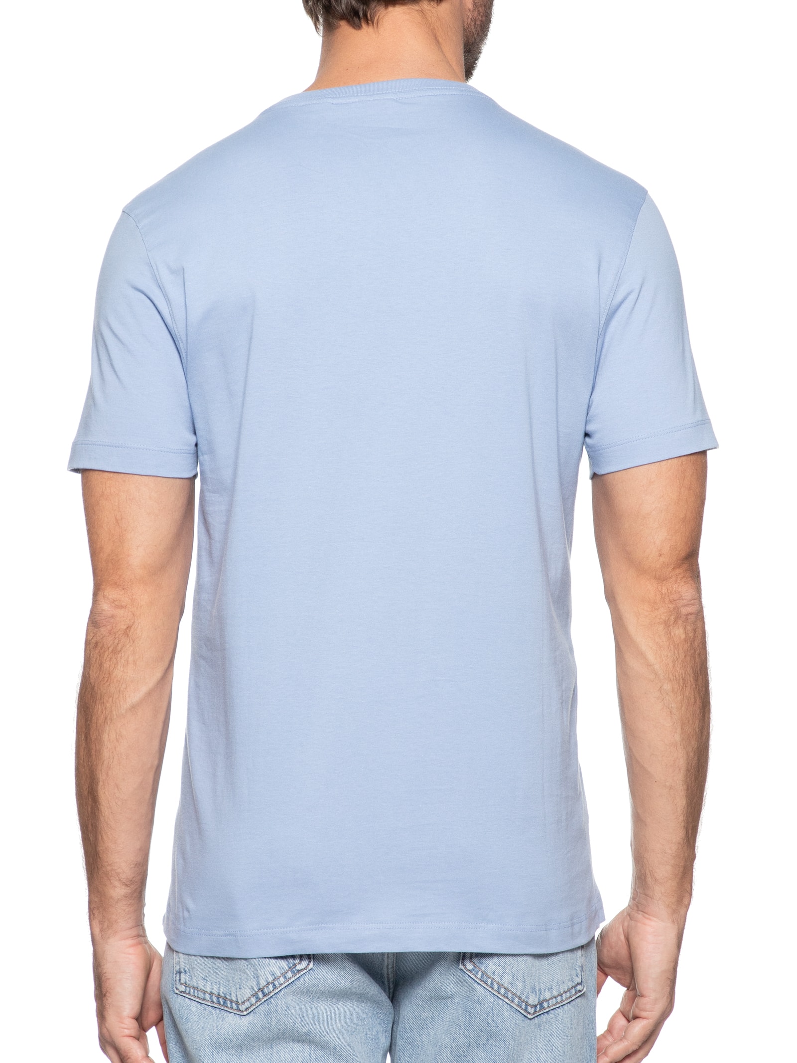Camiseta Básica Masculina em Algodão – Azul Celeste Aramis