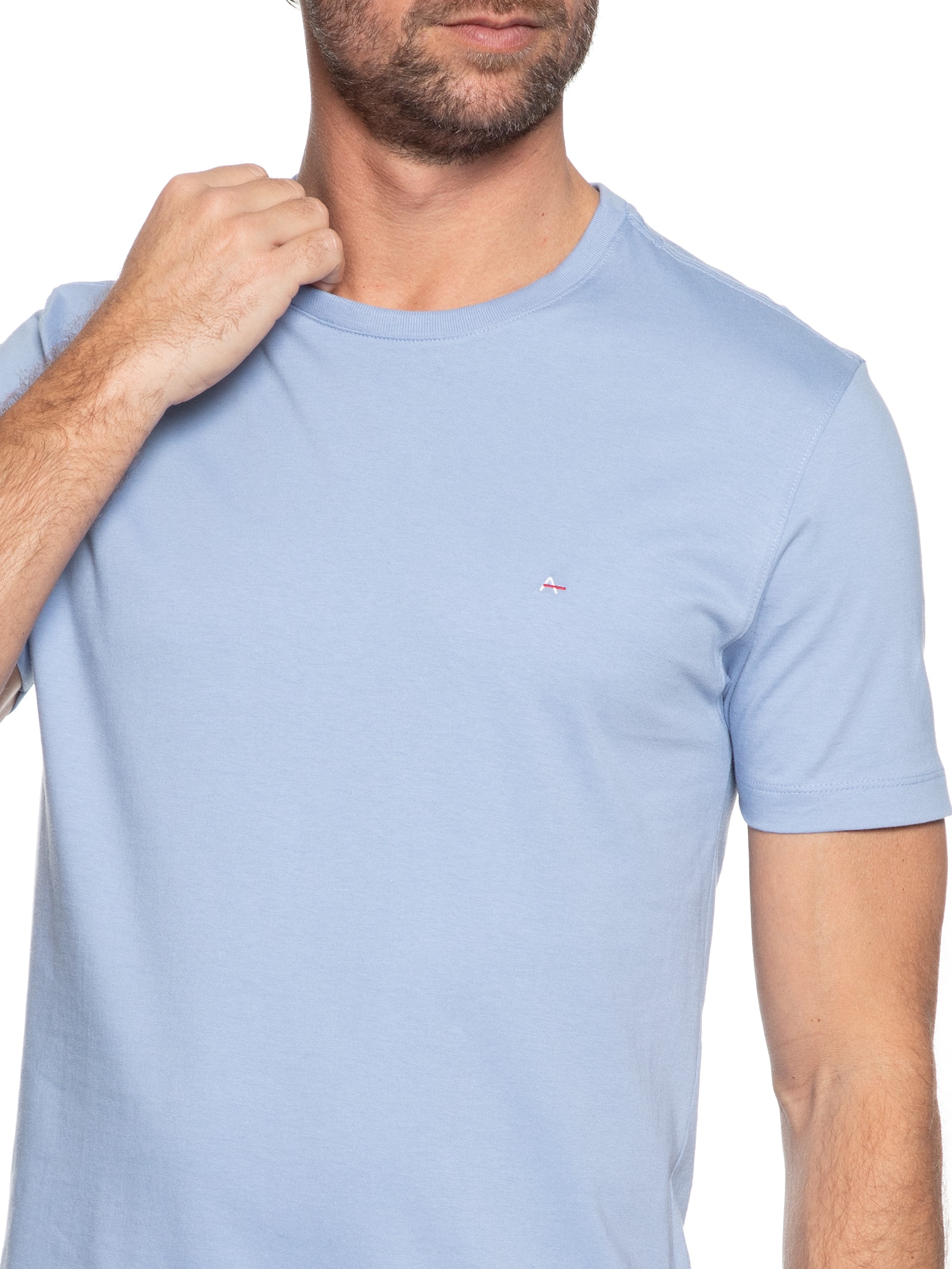 Camiseta Básica Masculina em Algodão – Azul Celeste Aramis