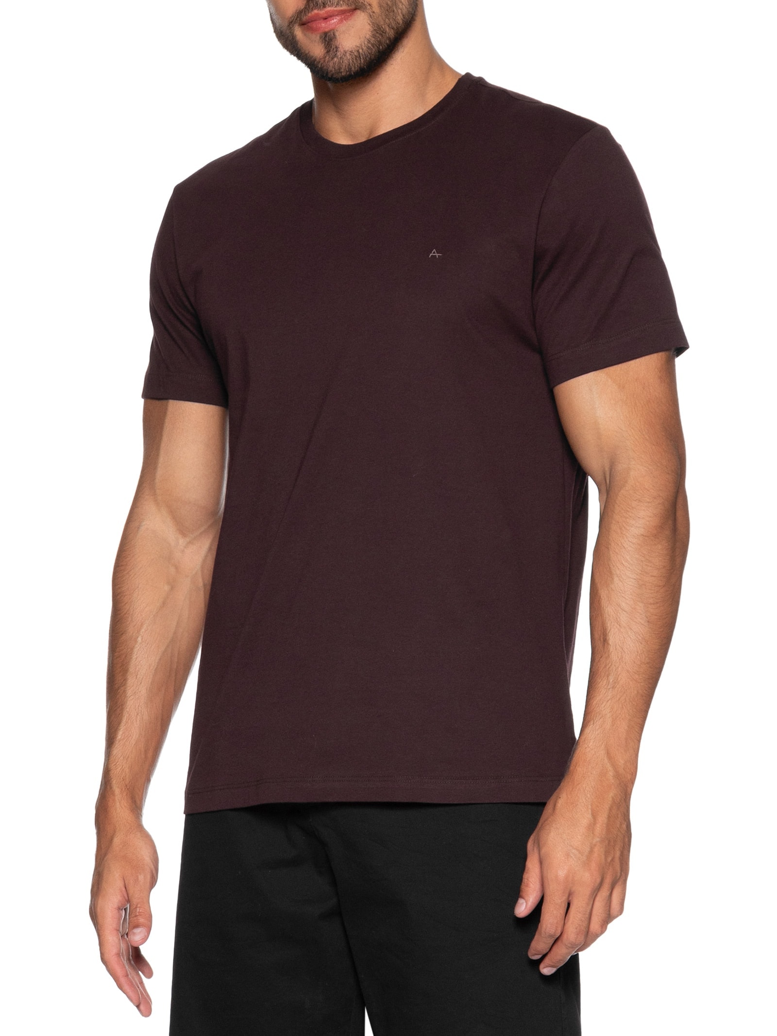 Camiseta Básica Masculina em Algodão – Bordô Aramis