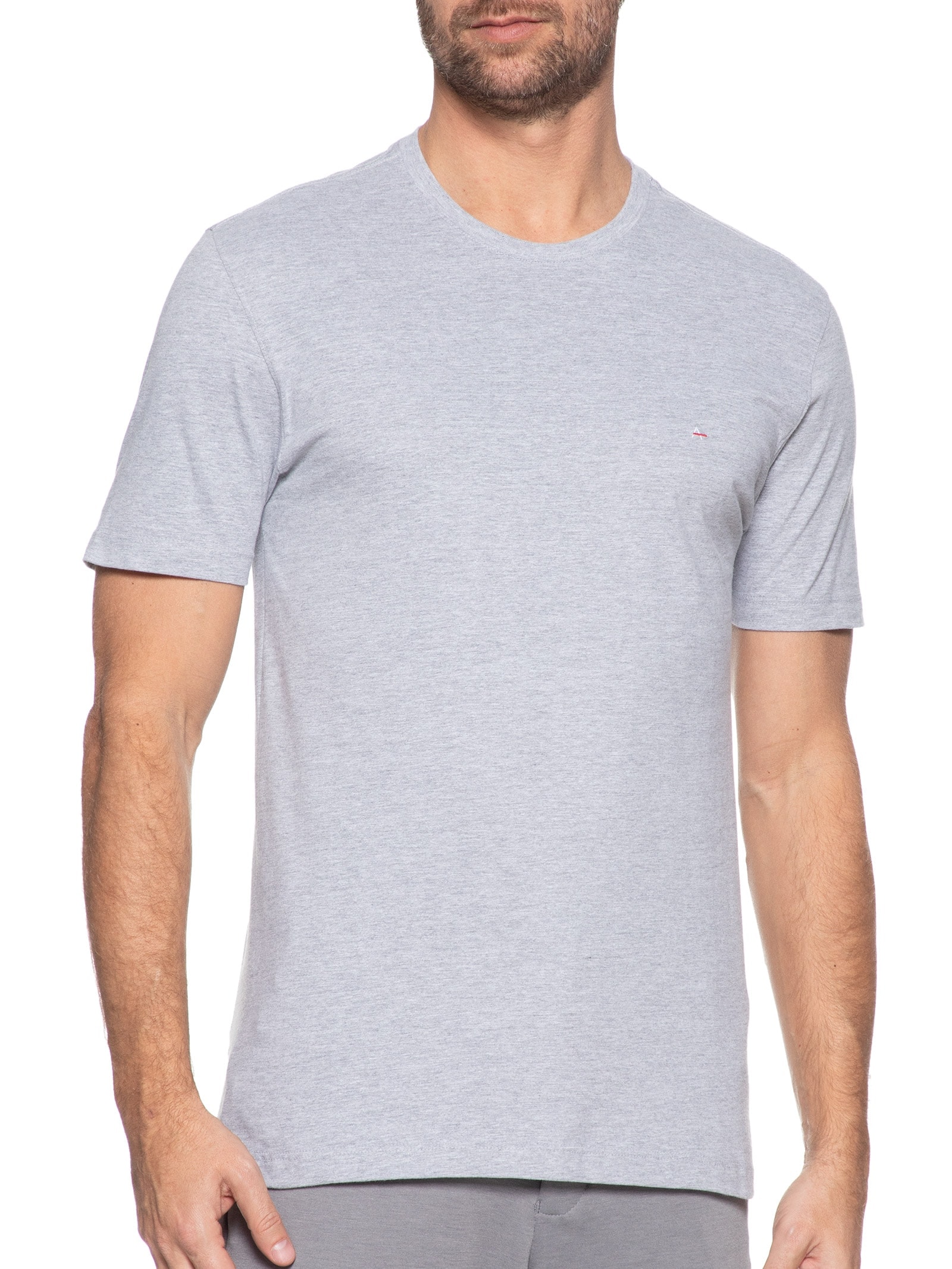 Camiseta Básica Masculina em Algodão – Cinza Claro Aramis