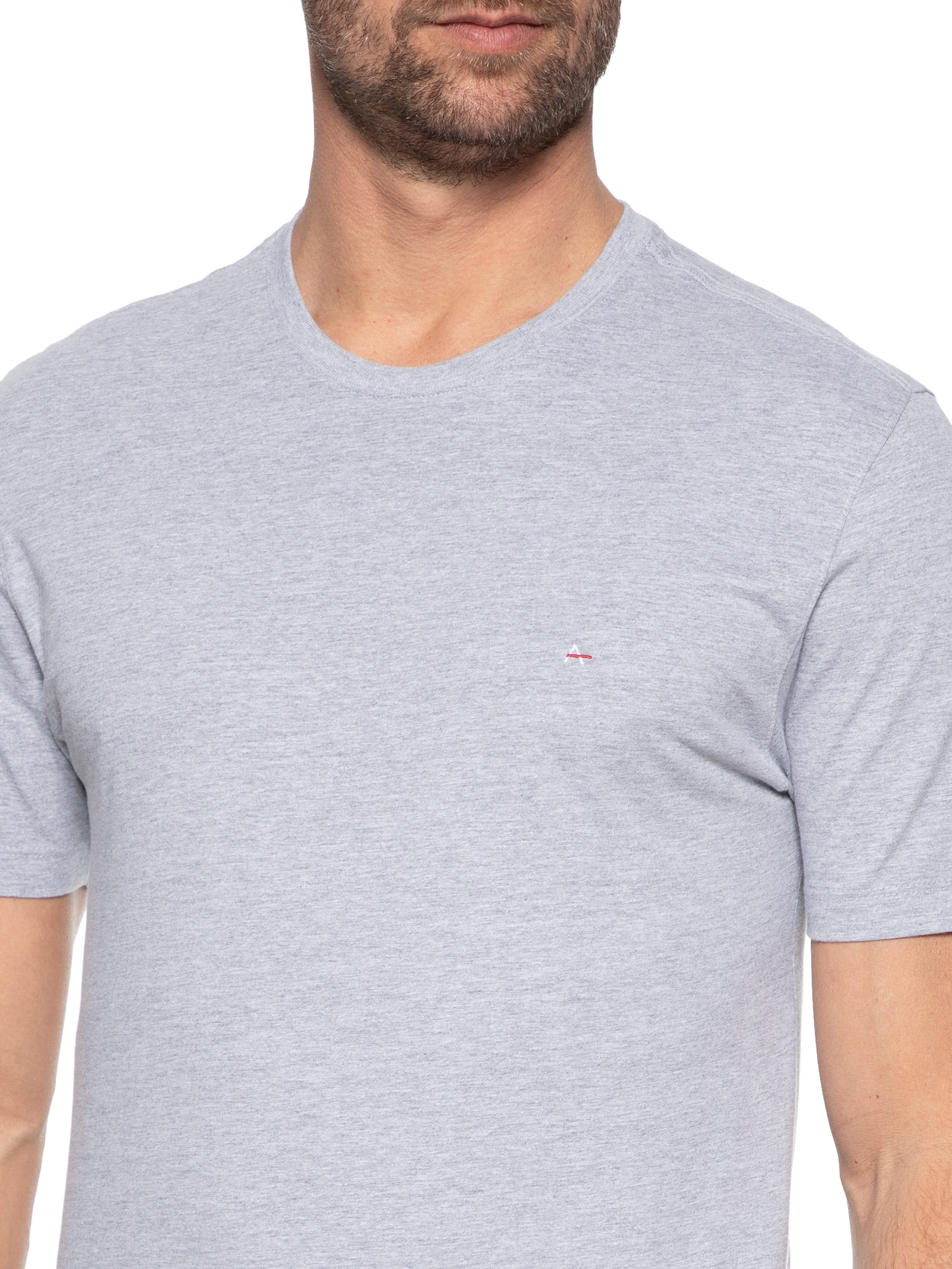 Camiseta Básica Masculina em Algodão – Cinza Claro Aramis