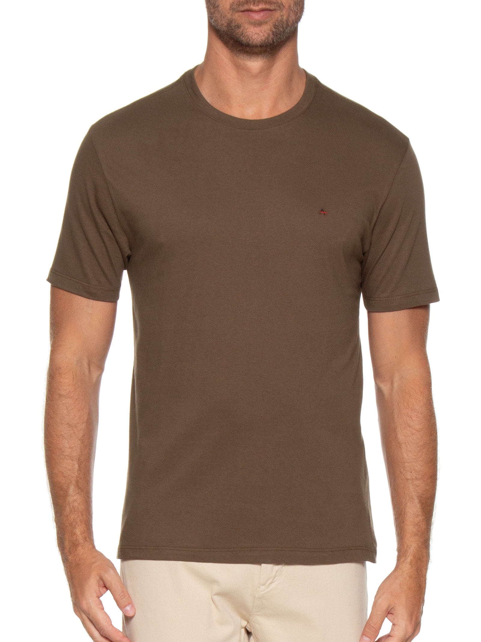 Camiseta Básica Masculina em Algodão – Marrom Aramis