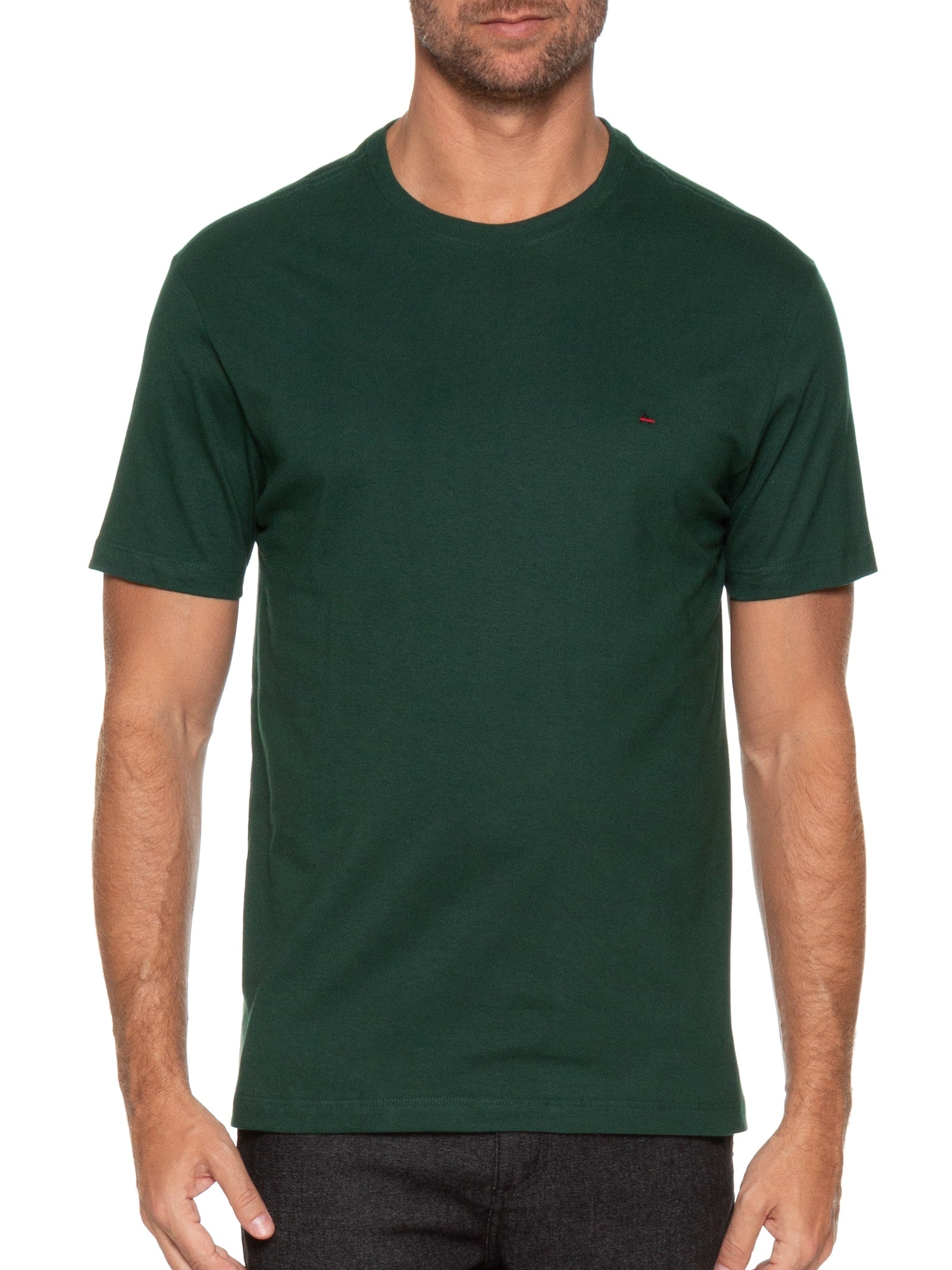 Camiseta Básica Masculina em Algodão – Verde Escuro Aramis