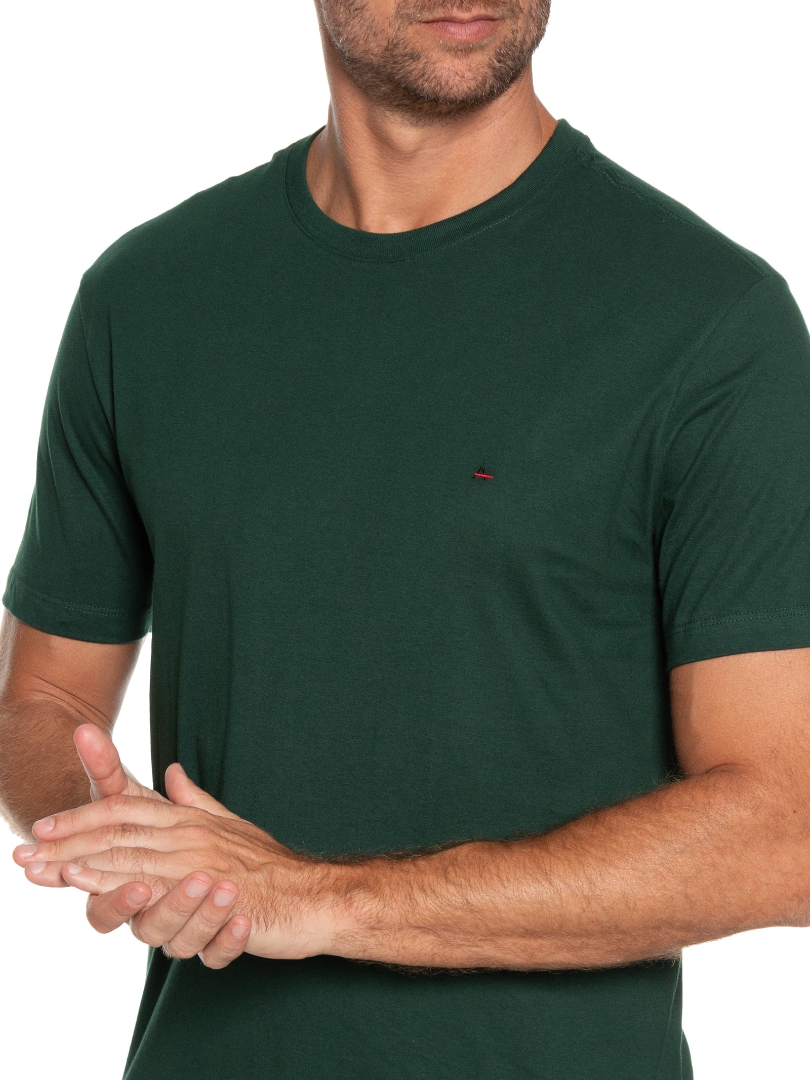 Camiseta Básica Masculina em Algodão – Verde Escuro Aramis