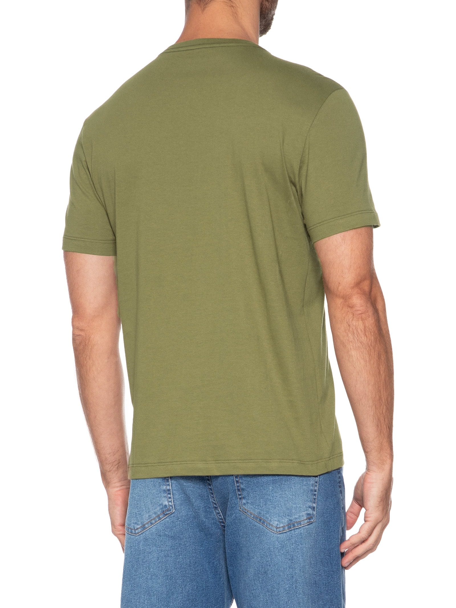 Camiseta Básica Masculina em Algodão – Verde Militar Aramis