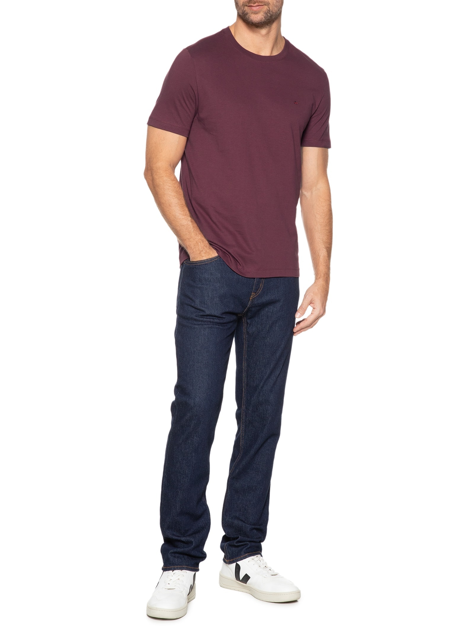 Camiseta Básica Masculina em Algodão – Vinho Aramis
