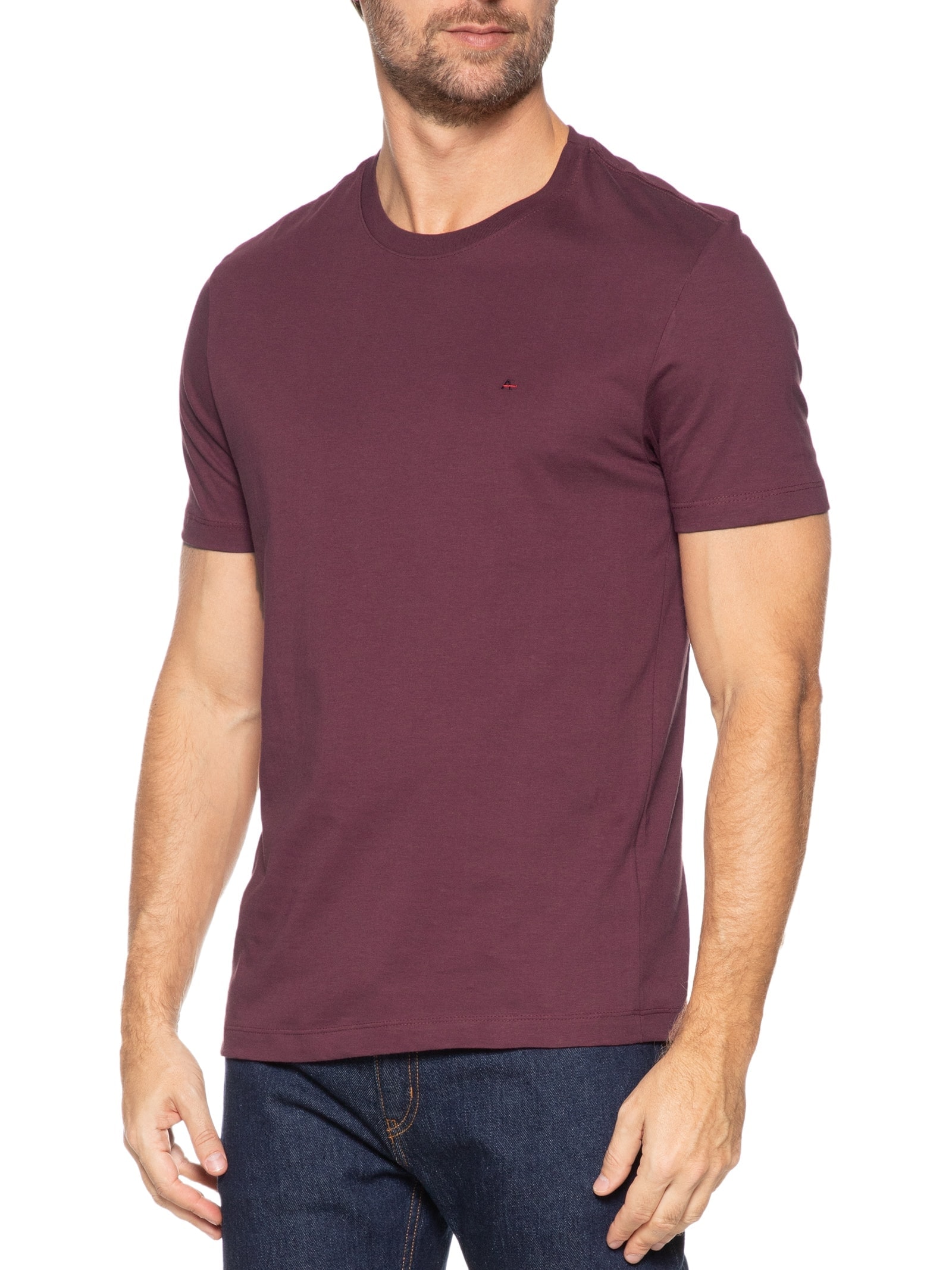 Camiseta Básica Masculina em Algodão – Vinho Aramis