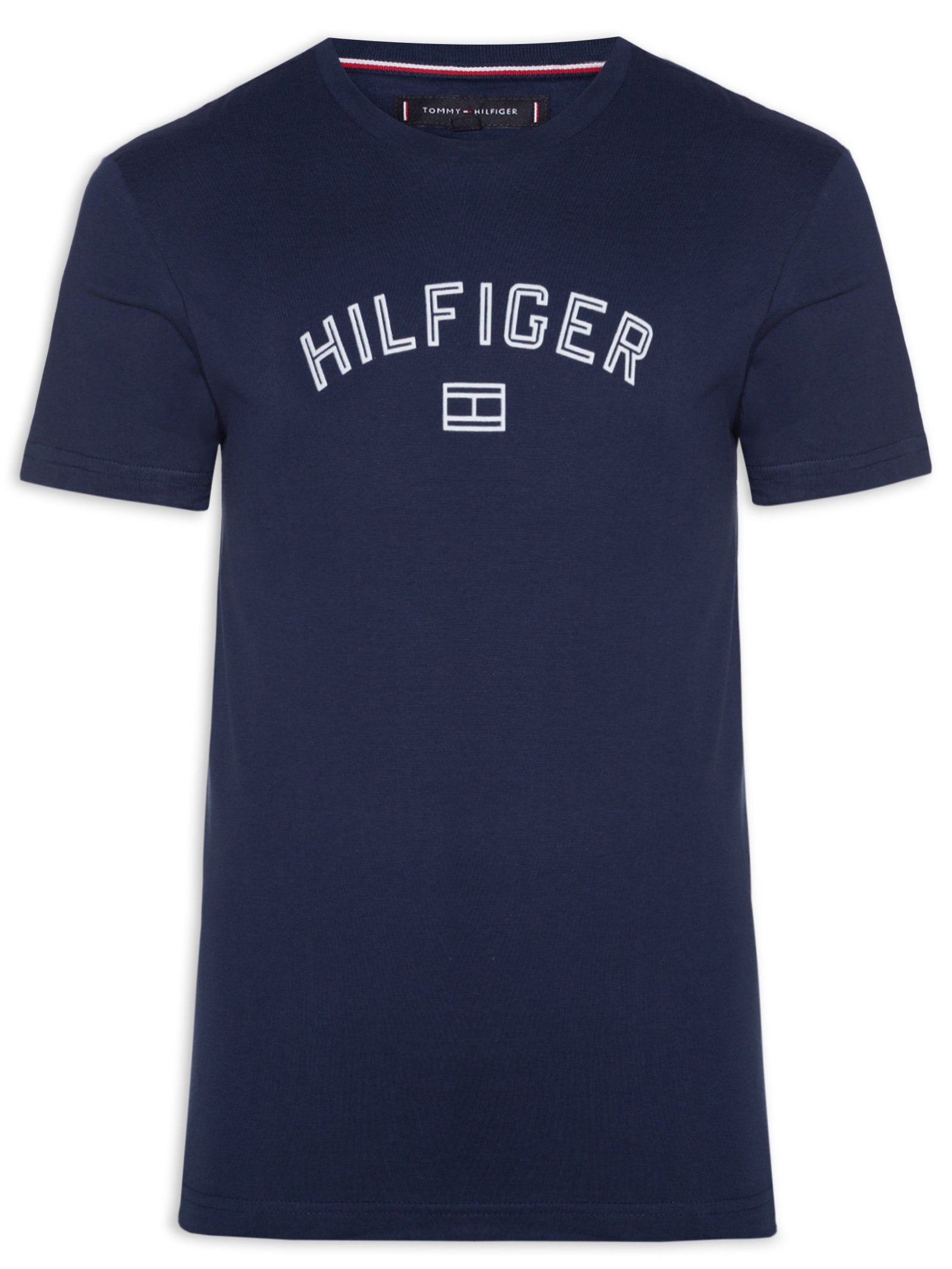 Camiseta Básica Masculina Regular Fit Flock Logo Em Algodão Azul  Tommy Hilfiger