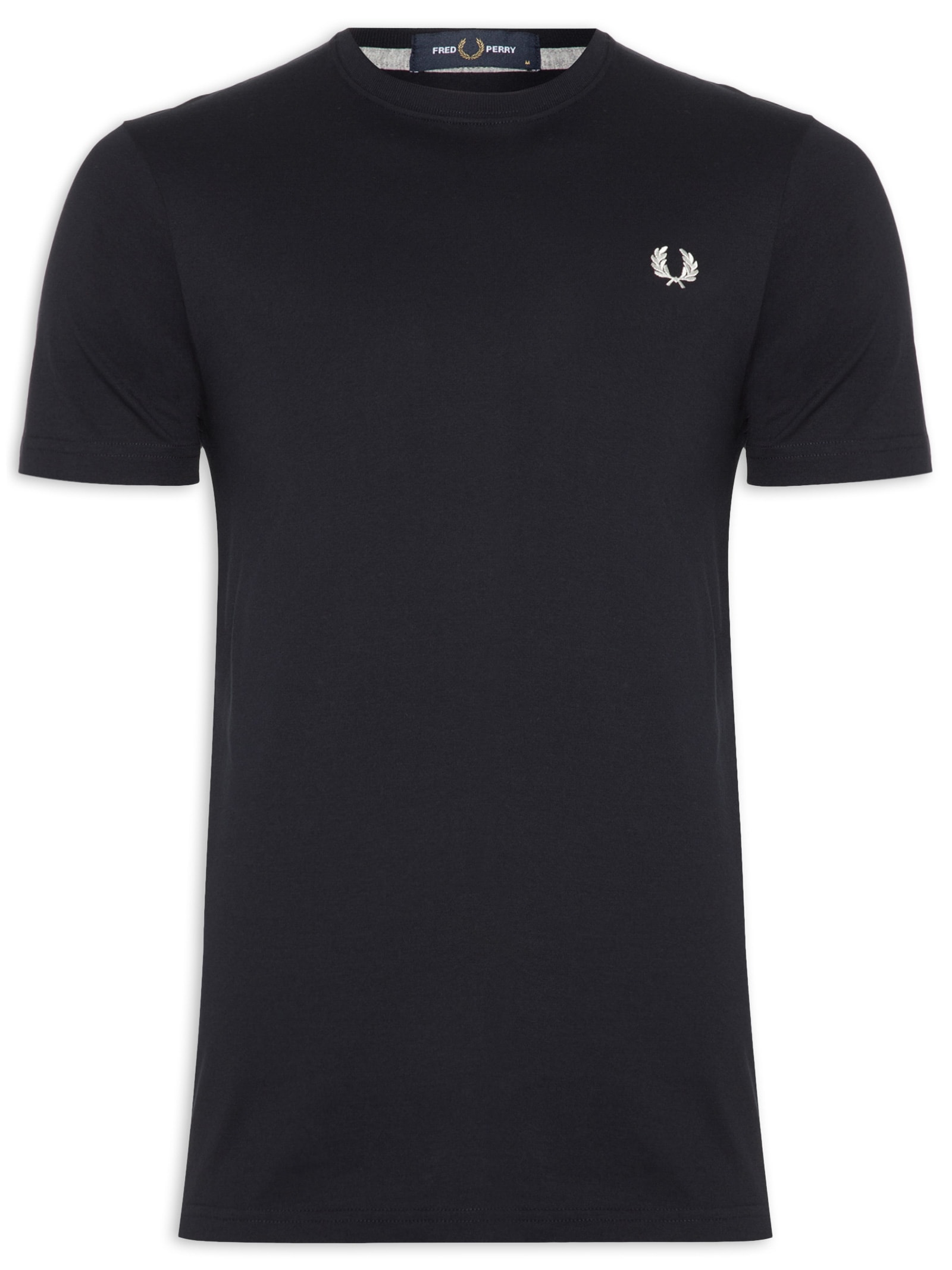 Camiseta Básica Masculina Regular Fit Gola Careca Em Algodão Azul Fred Perry