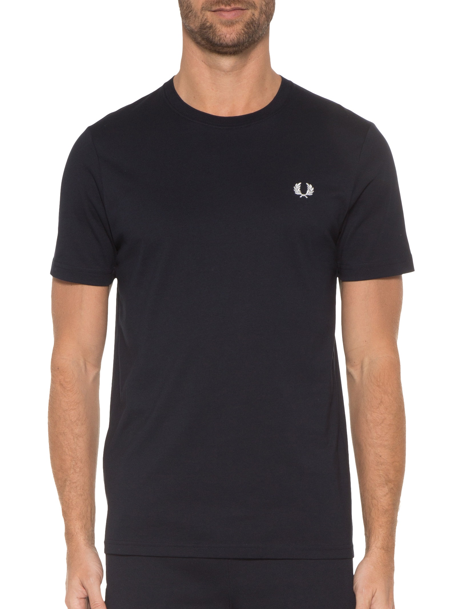 Camiseta Básica Masculina Regular Fit Gola Careca Em Algodão Azul Fred Perry
