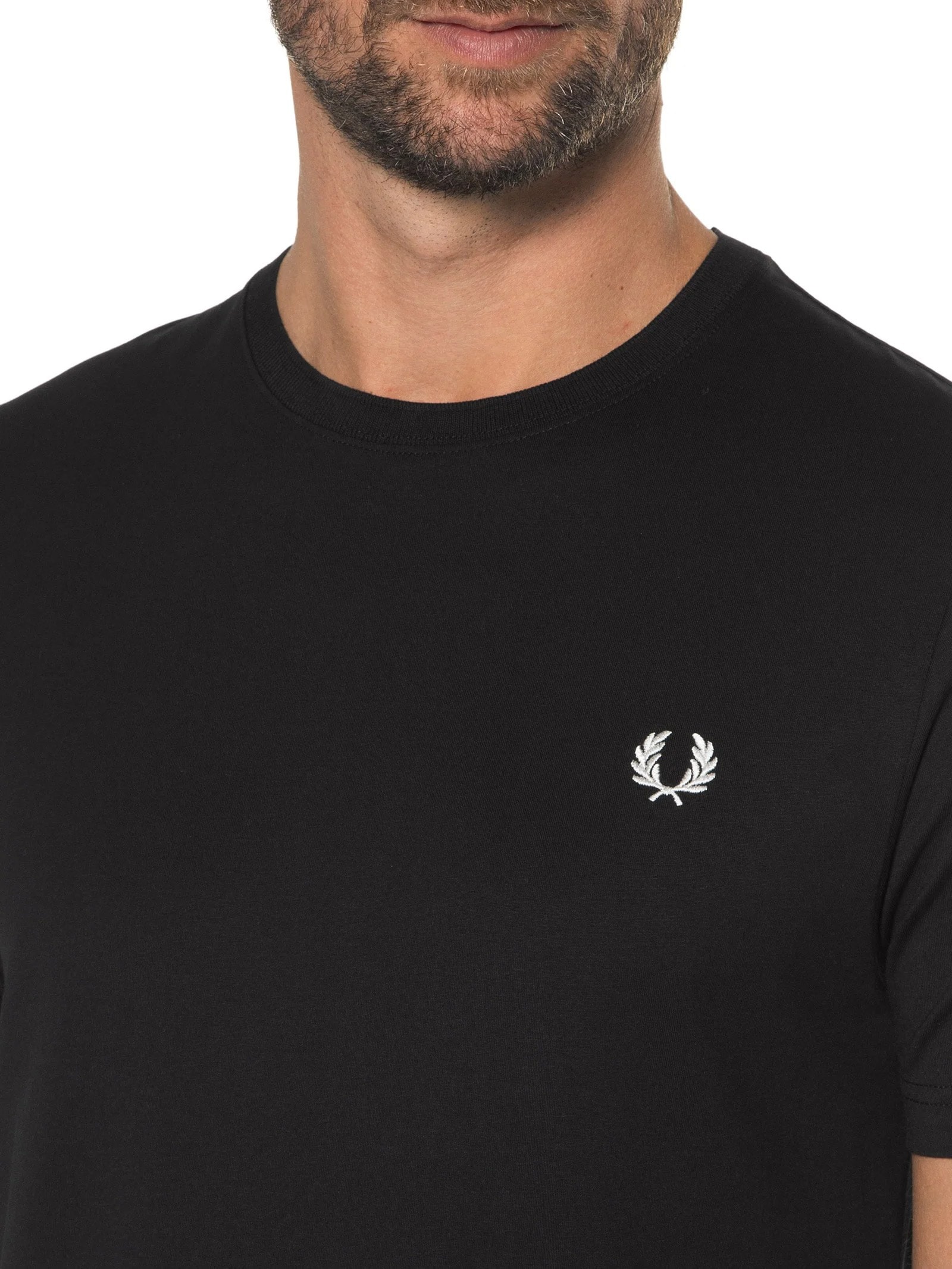 Camiseta Básica Masculina Regular Fit Gola Careca Em Algodão Preto Fred Perry