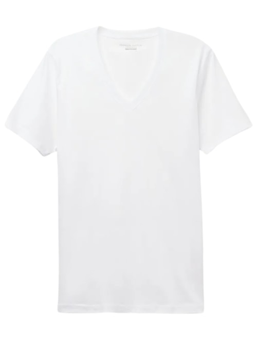Camiseta Com Decote v Em Algodão Premium – Branco