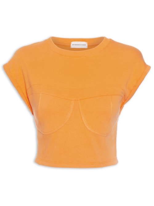 Camiseta Corset Manga Curta – Laranja