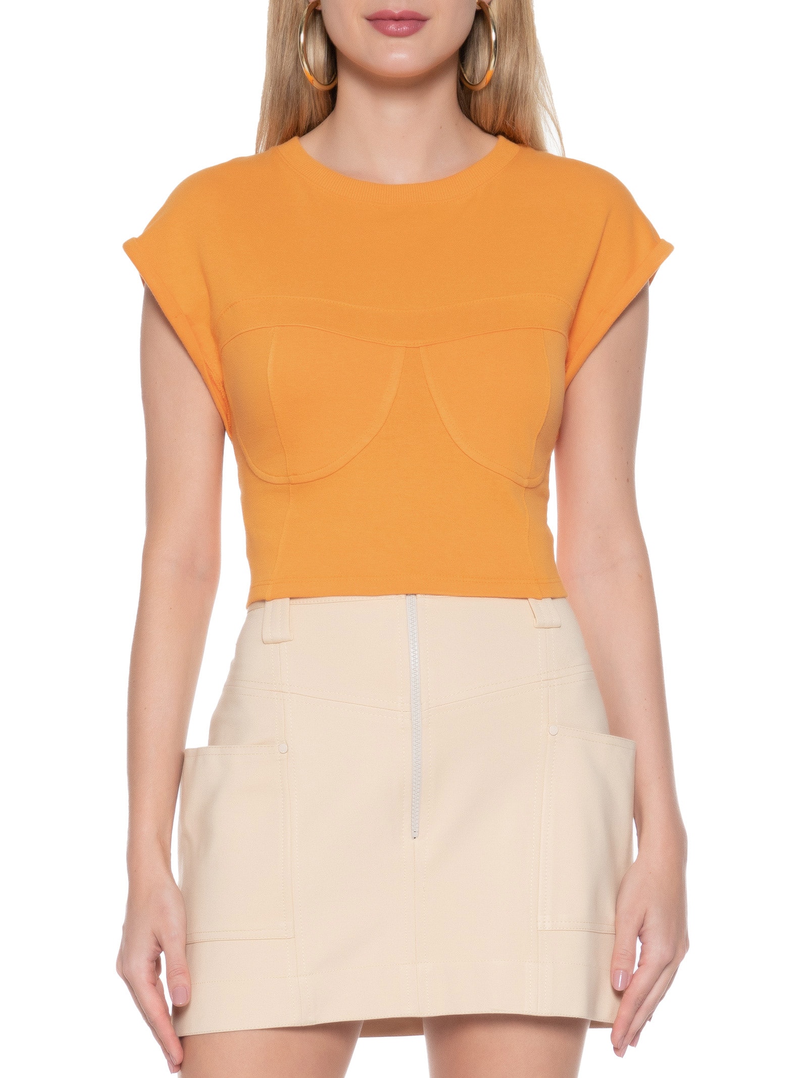 Camiseta Corset Manga Curta Laranja My Favorite Things