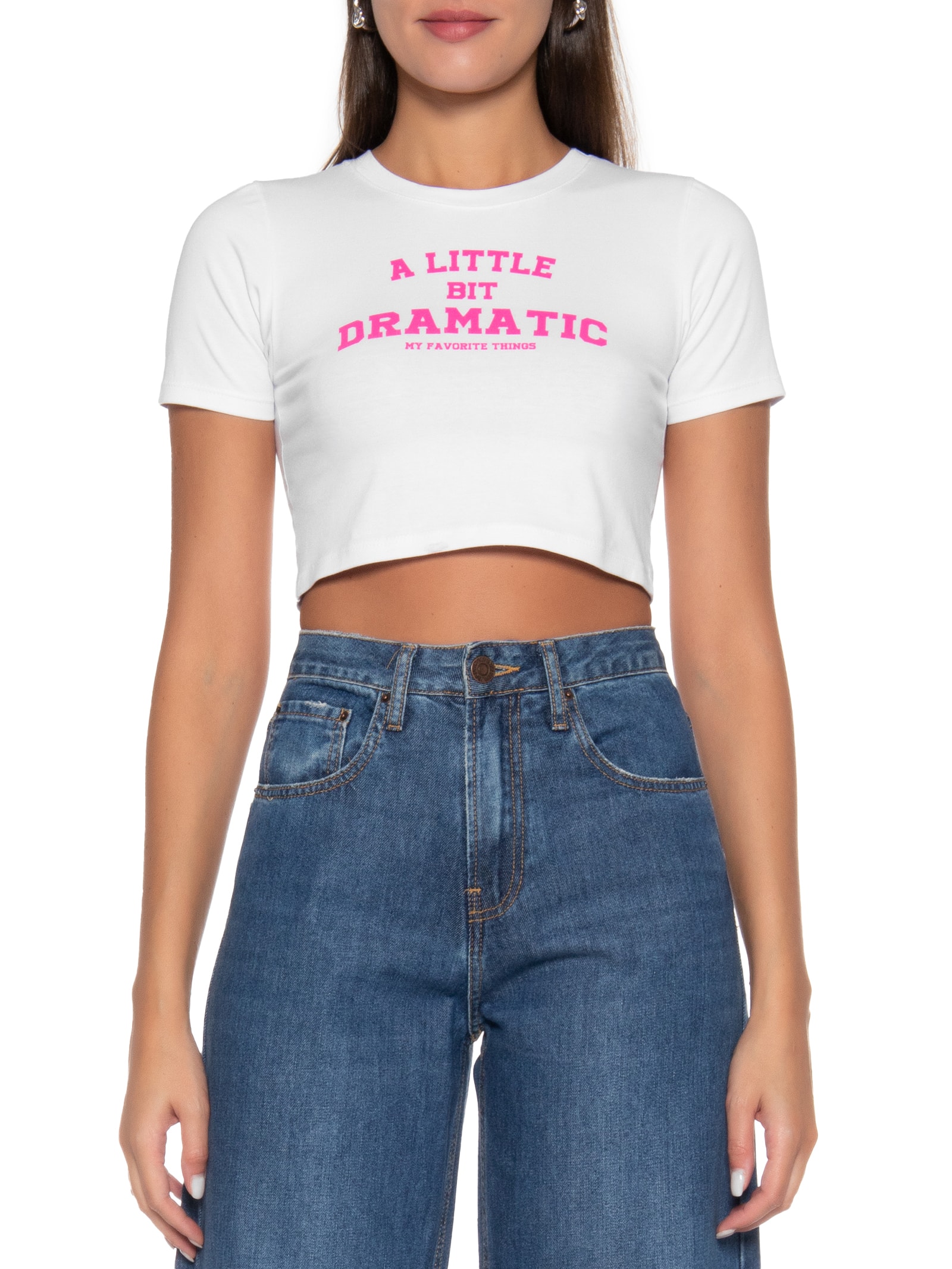Camiseta Cropped Baby Look Branco My Favorite Things
