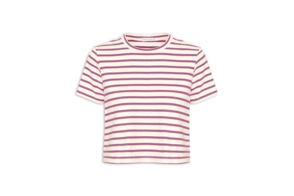 Camiseta Cropped Listrada Femnina - Lilás