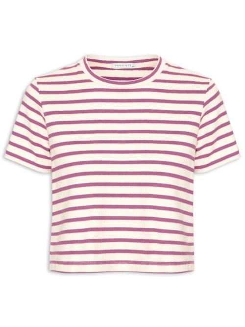 Camiseta Cropped Listrada Femnina – Lilás