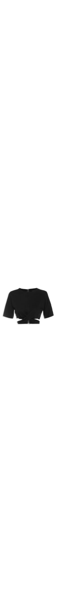 Camiseta Cropped Transpassada - Preto