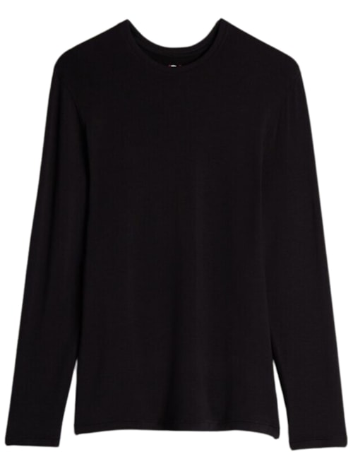 Camiseta De Manga Comprida De Modal Cashmere - Preto