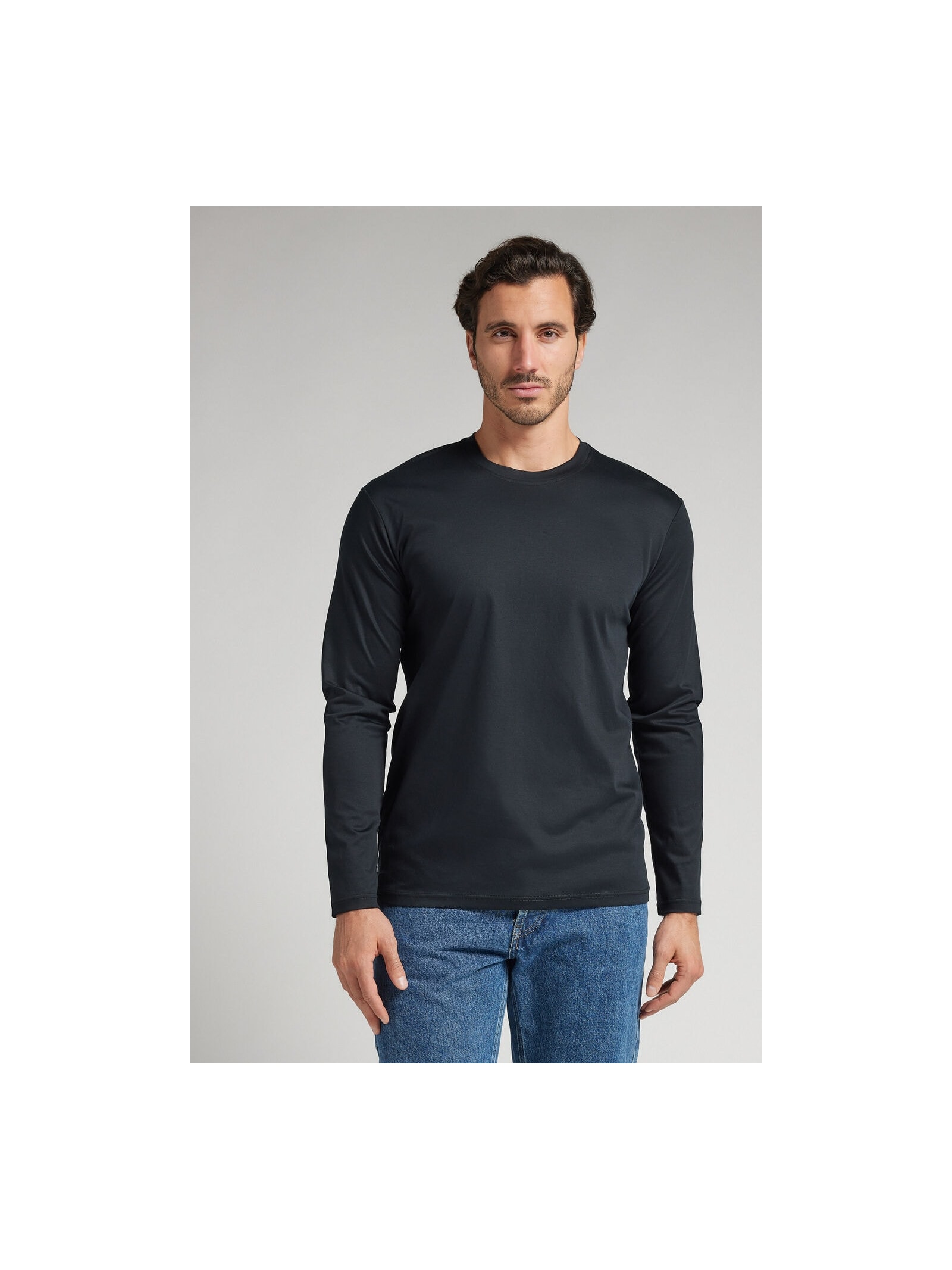 Camiseta De Manga Comprida Em Algodão Premium Preto Intimissimi