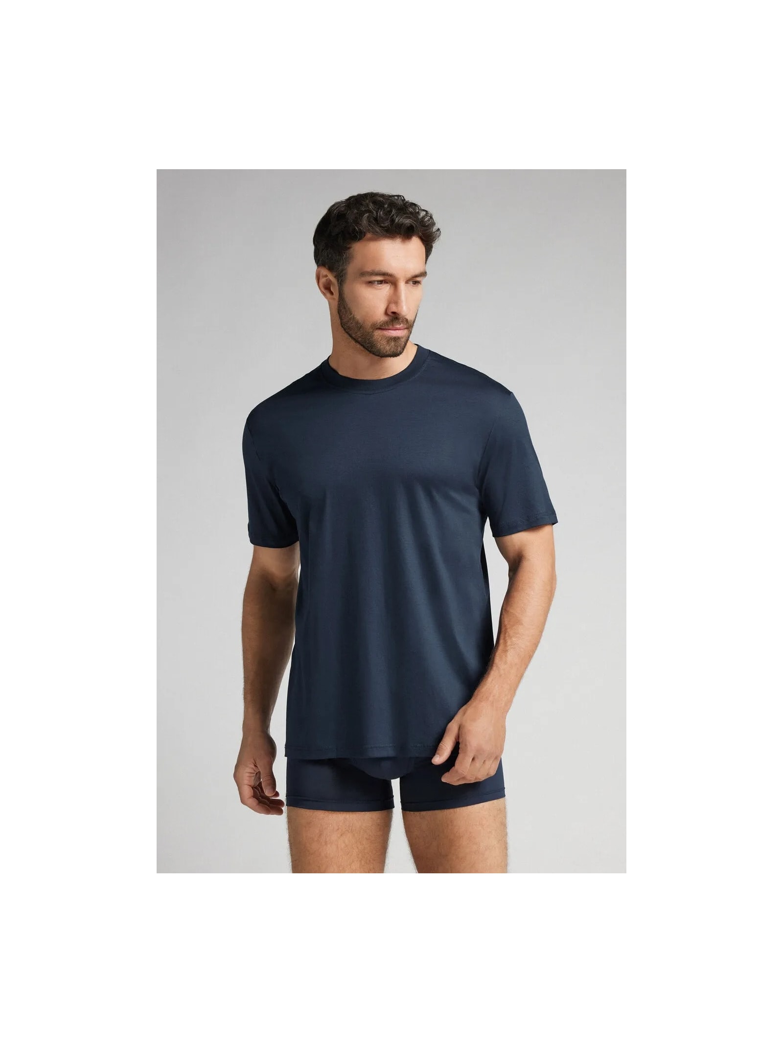 Camiseta De Manga Curta Em Algodão Premium Superlight Azul Intimissimi